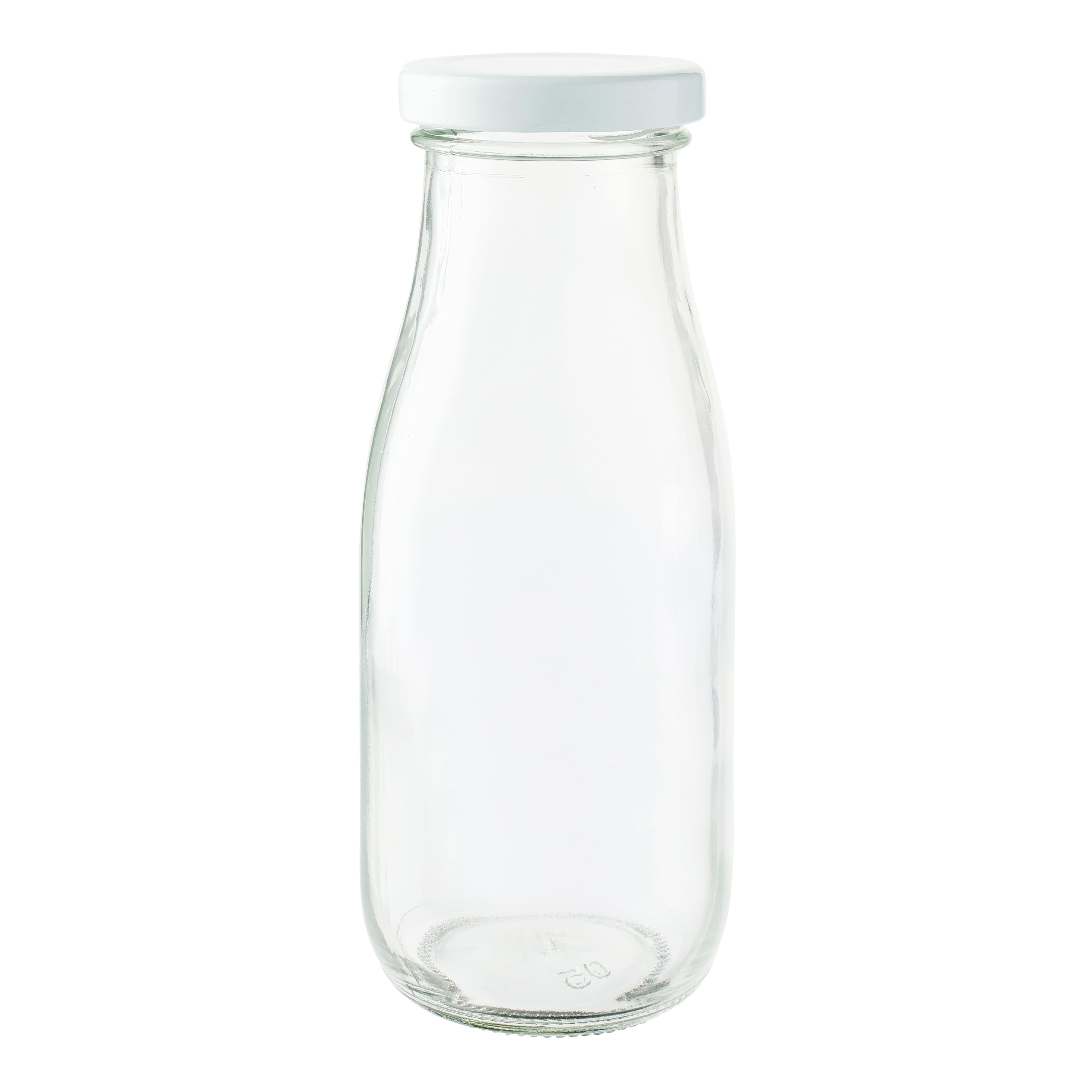 Ashland® Glass Milk Bottles with Lids, 6 Pack