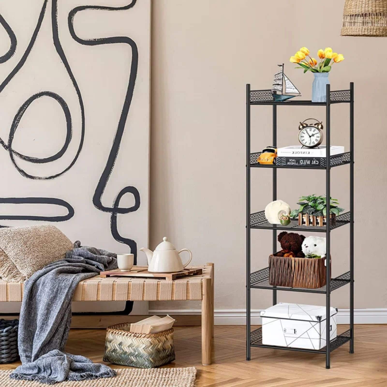 NEX™ 57" Black 5-Tier Wire Storage Organizer, 2ct.