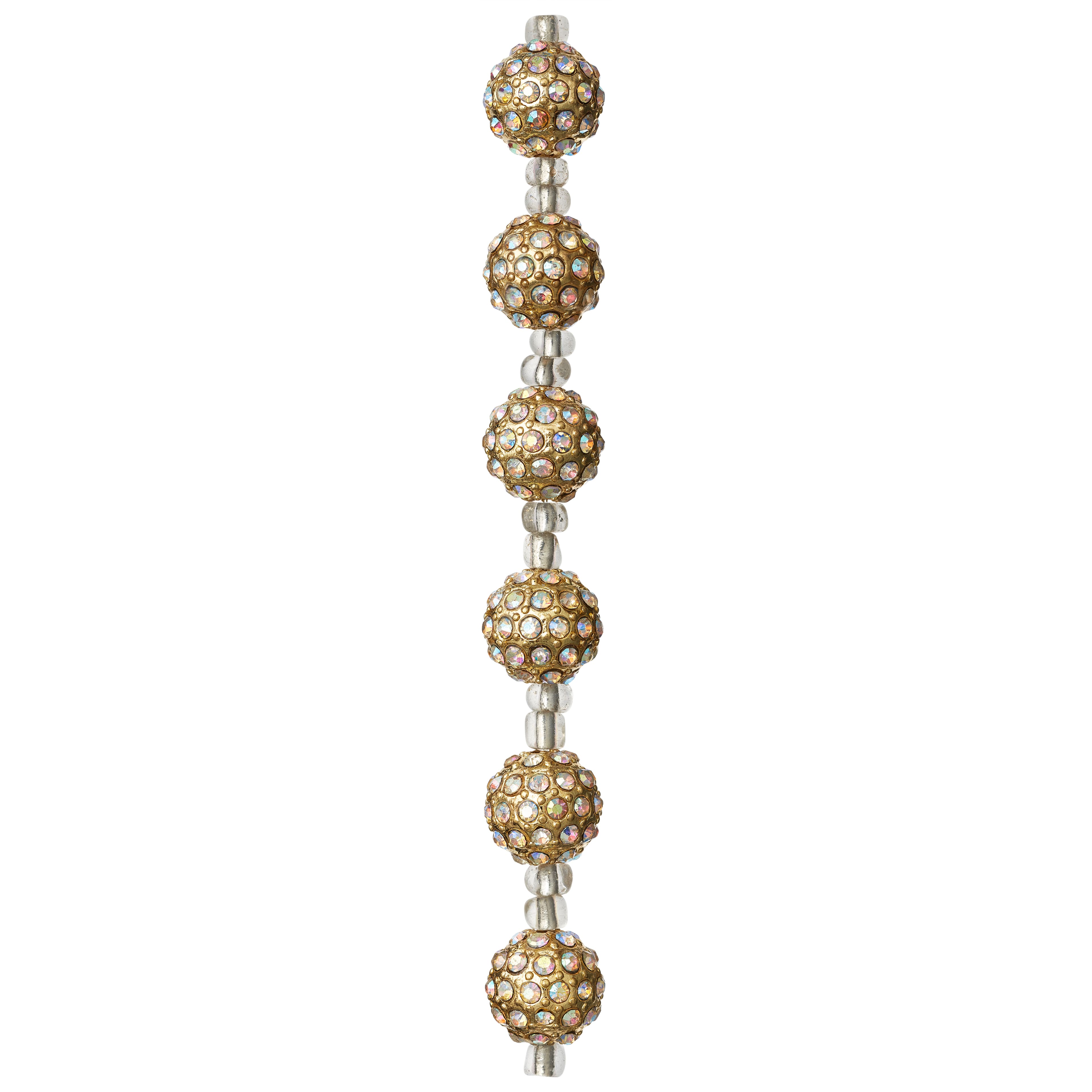 12 Pack: Gold Rhinestone & Metal Round Beads, 10mm by Bead Landing™