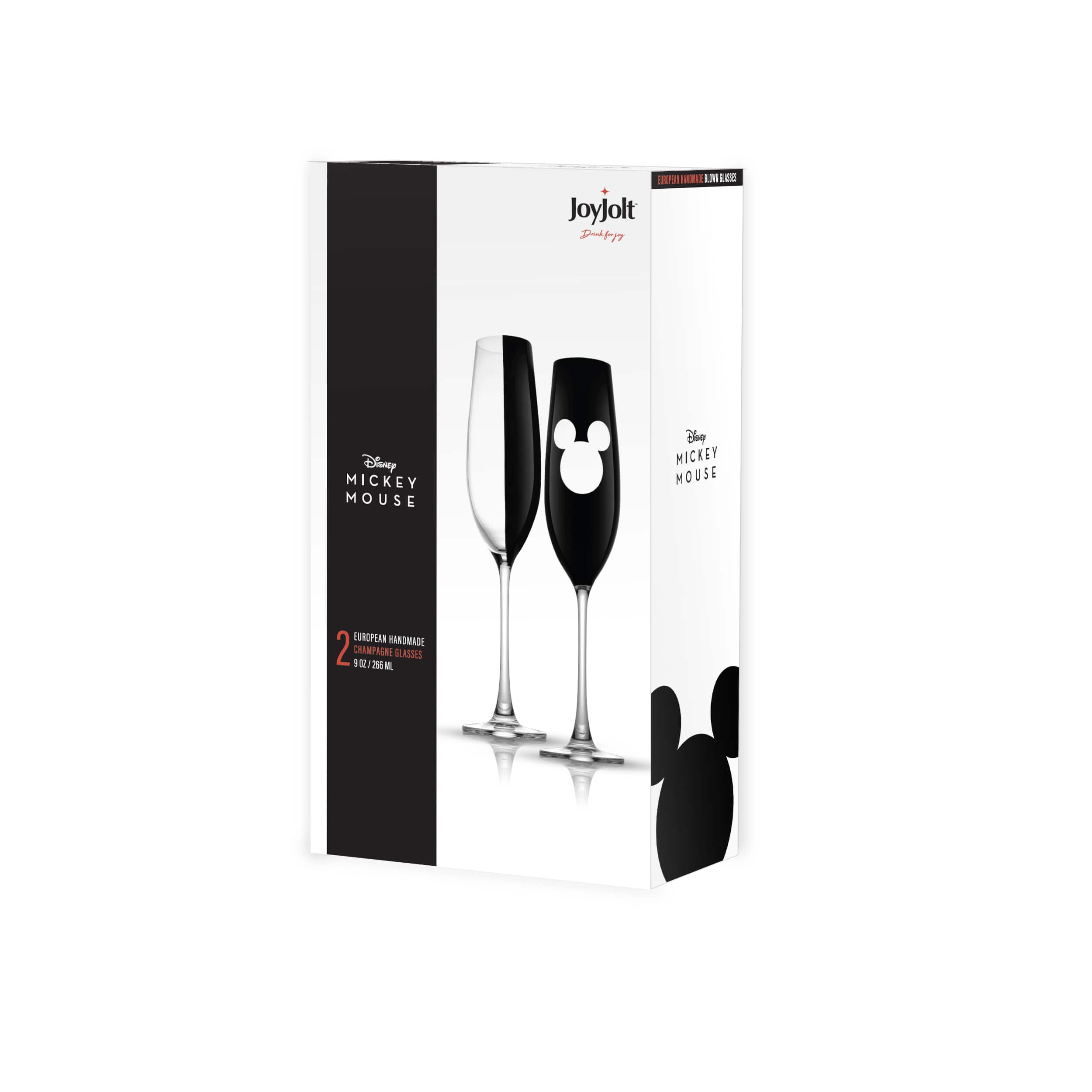 JoyJolt® Disney® 9oz. Luxury Mickey Mouse Crystal Stemmed Champagne Flute Glass, 2ct.