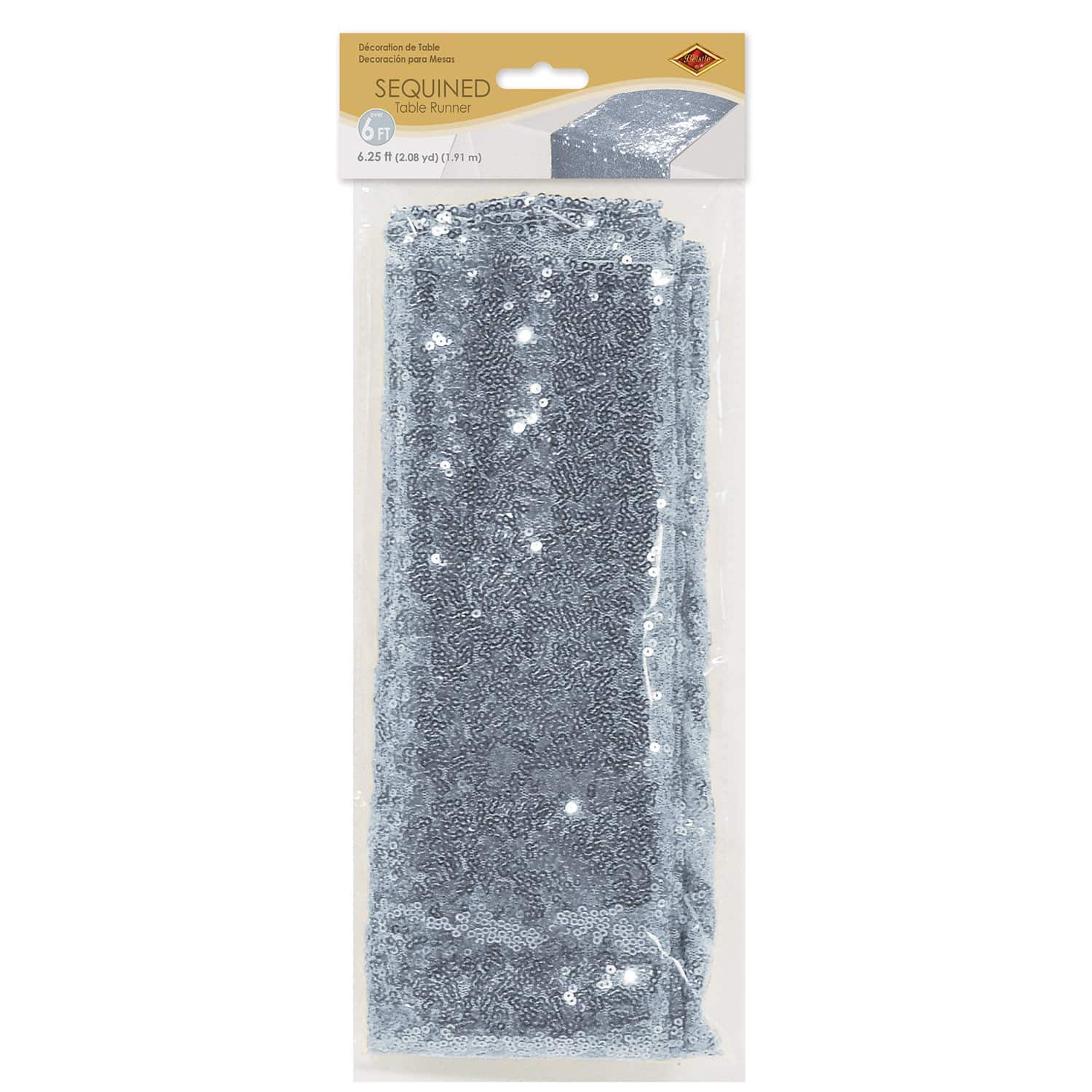 Beistle 6.25ft. Silver Sequined Table Runner