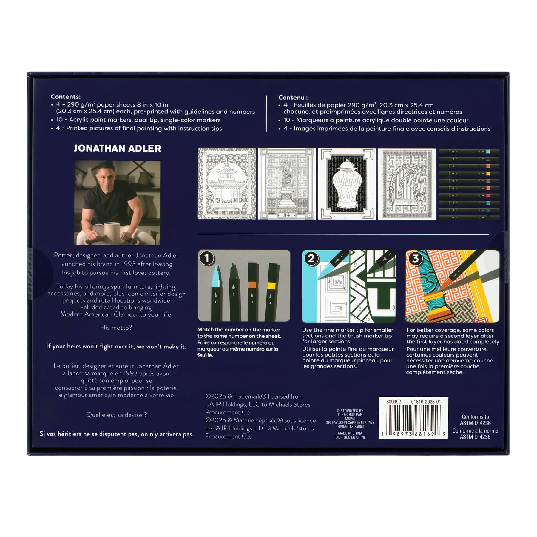 Jonathan Adler x Michaels Icons Paint Marker-By-Number Kit