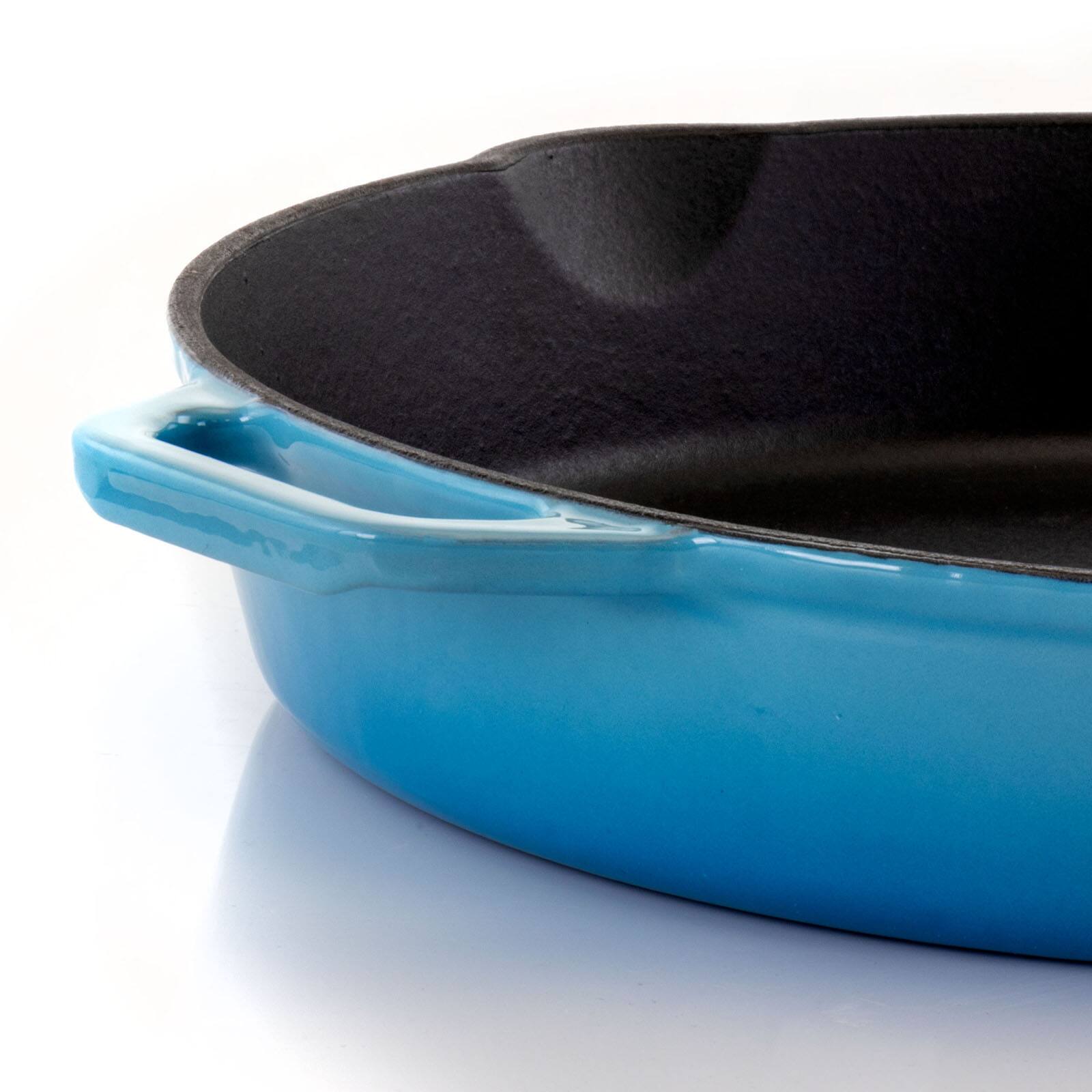 MegaChef 12" Round Blue Enamel Cast Iron Skillet