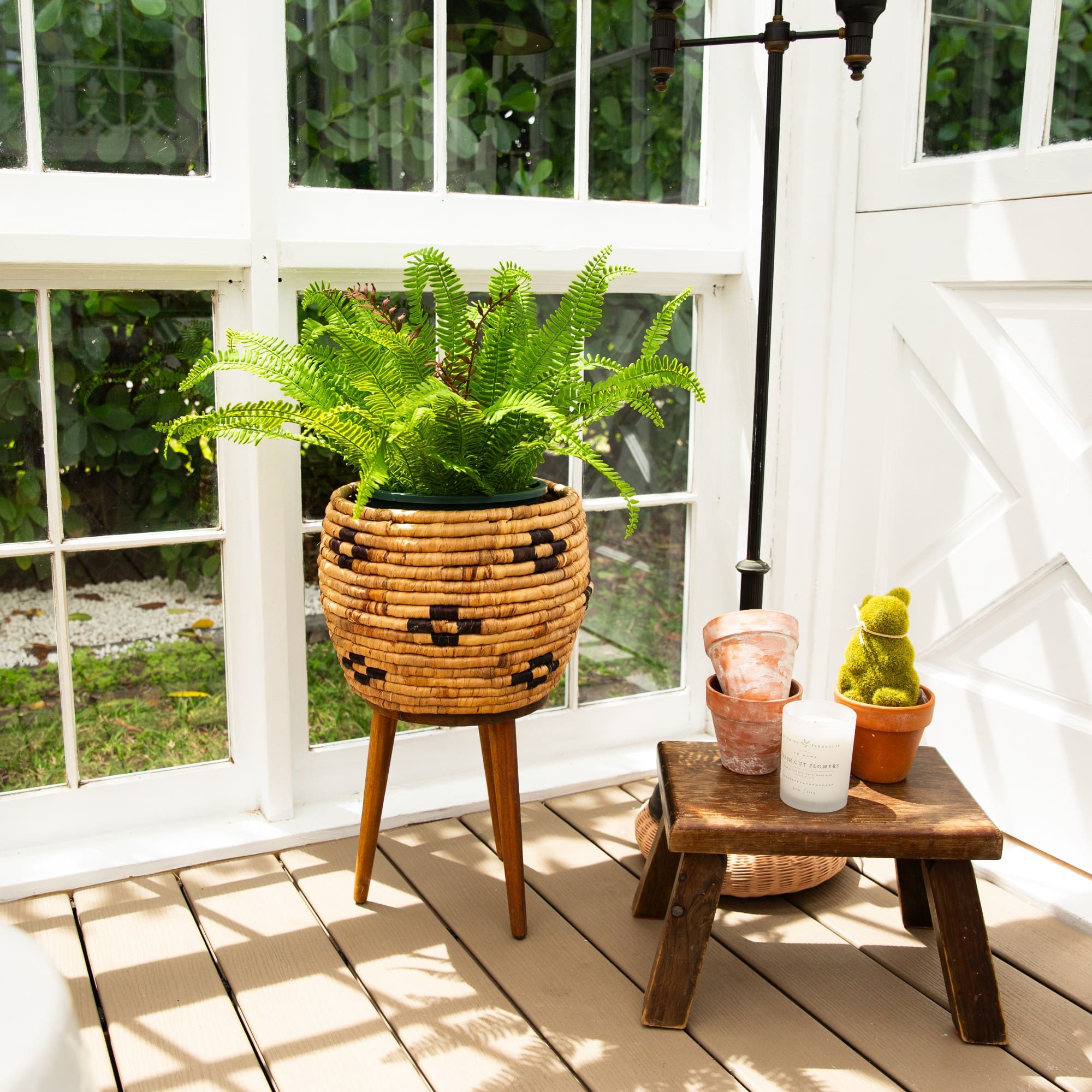 23in. UV Resistant Artificial Boston Fern Plant with Real Touch Leaves (Indoor/Outdoor)