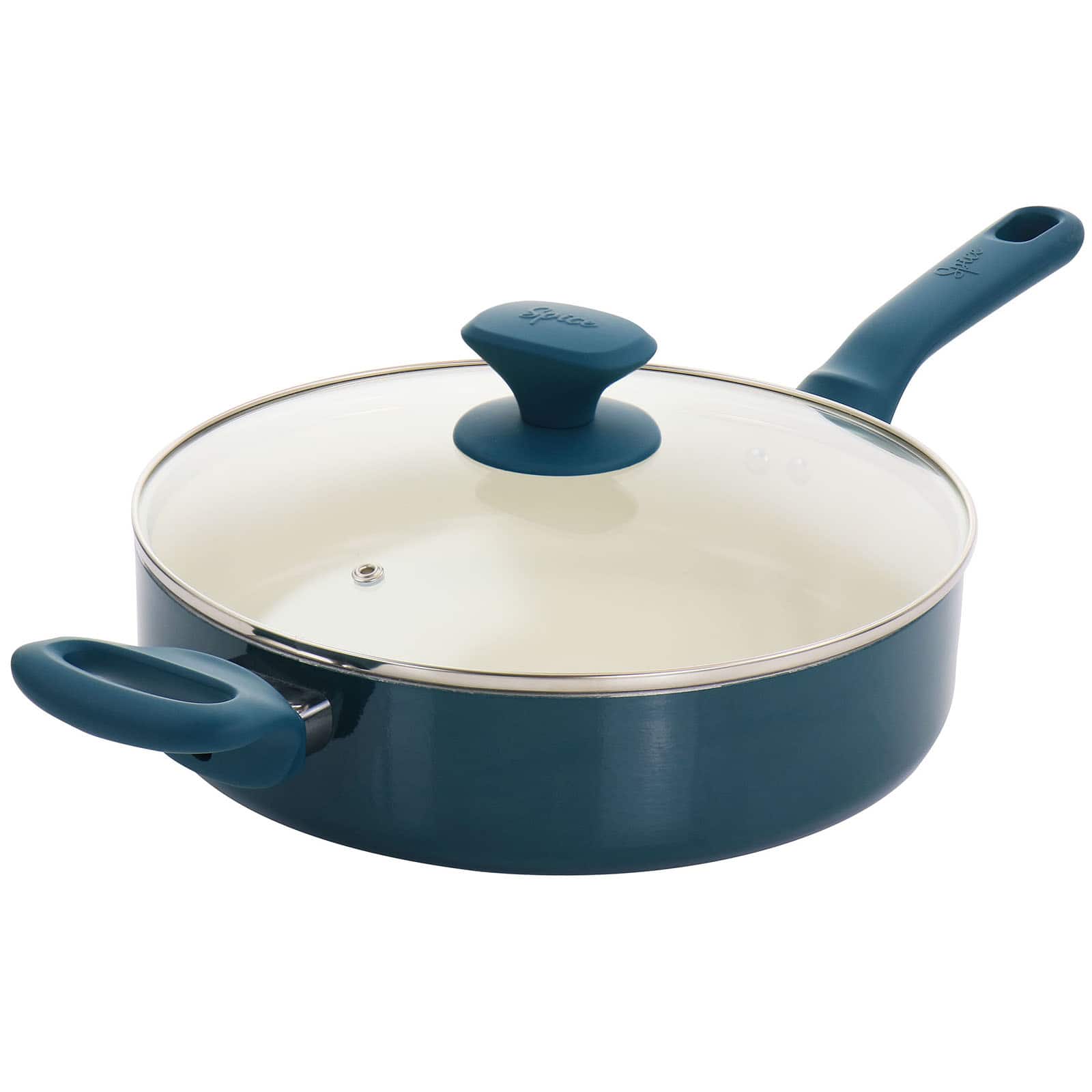 Spice by Tia Mowry Savory Saffron Teal 16 Piece Ceramic Nonstick Cookware Set