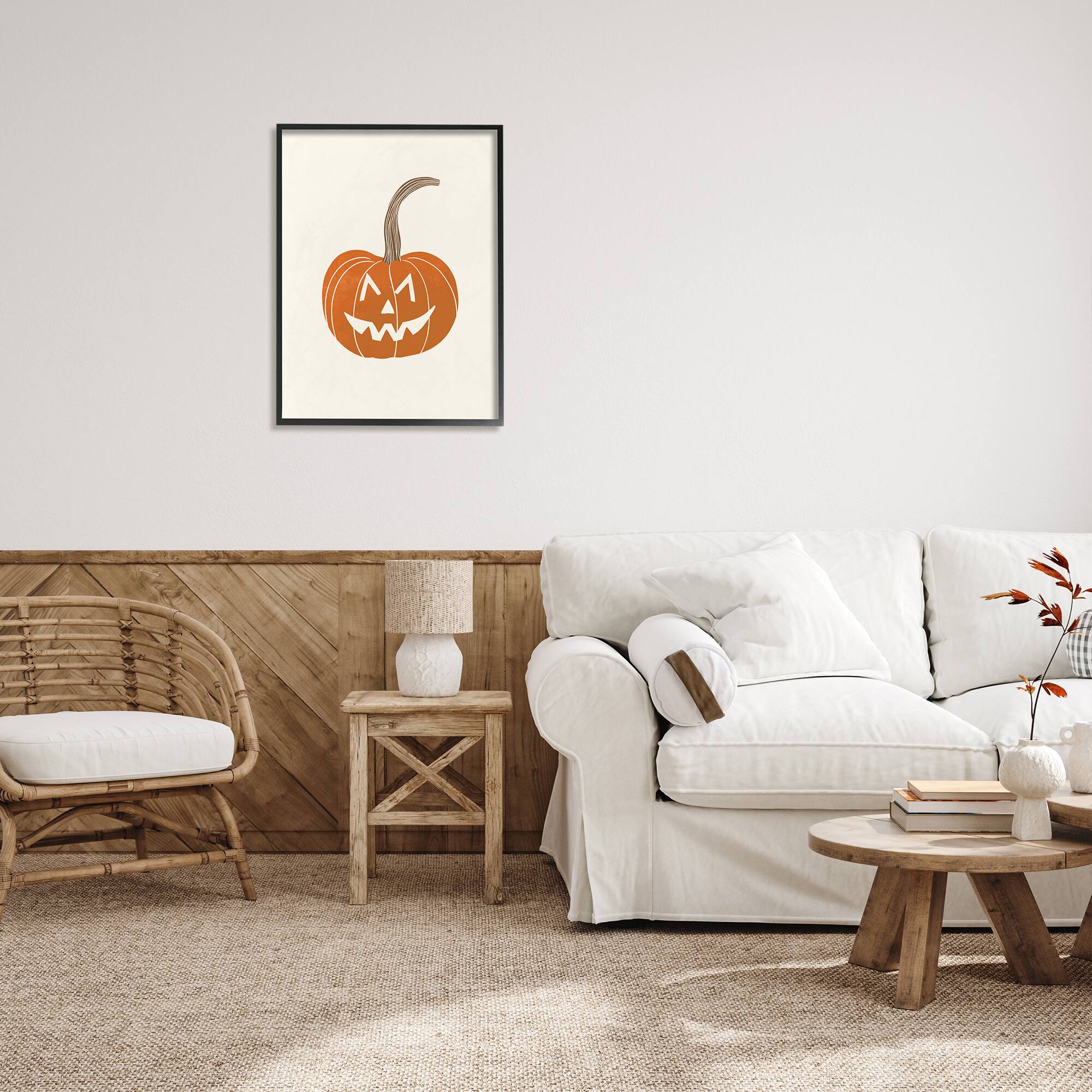 Stupell Industries Casual Jack-o-Lantern Smile Framed Giclee Art