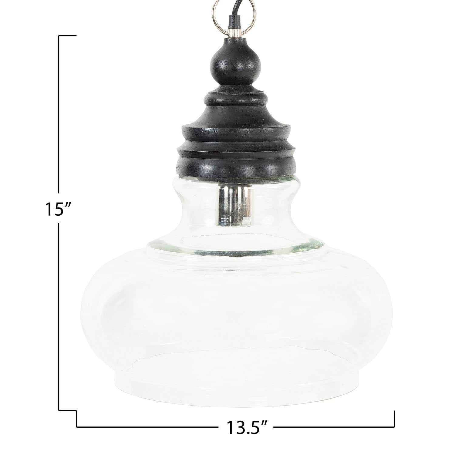Hello Honey® 15" Glass & Mango Wood Pendant Light