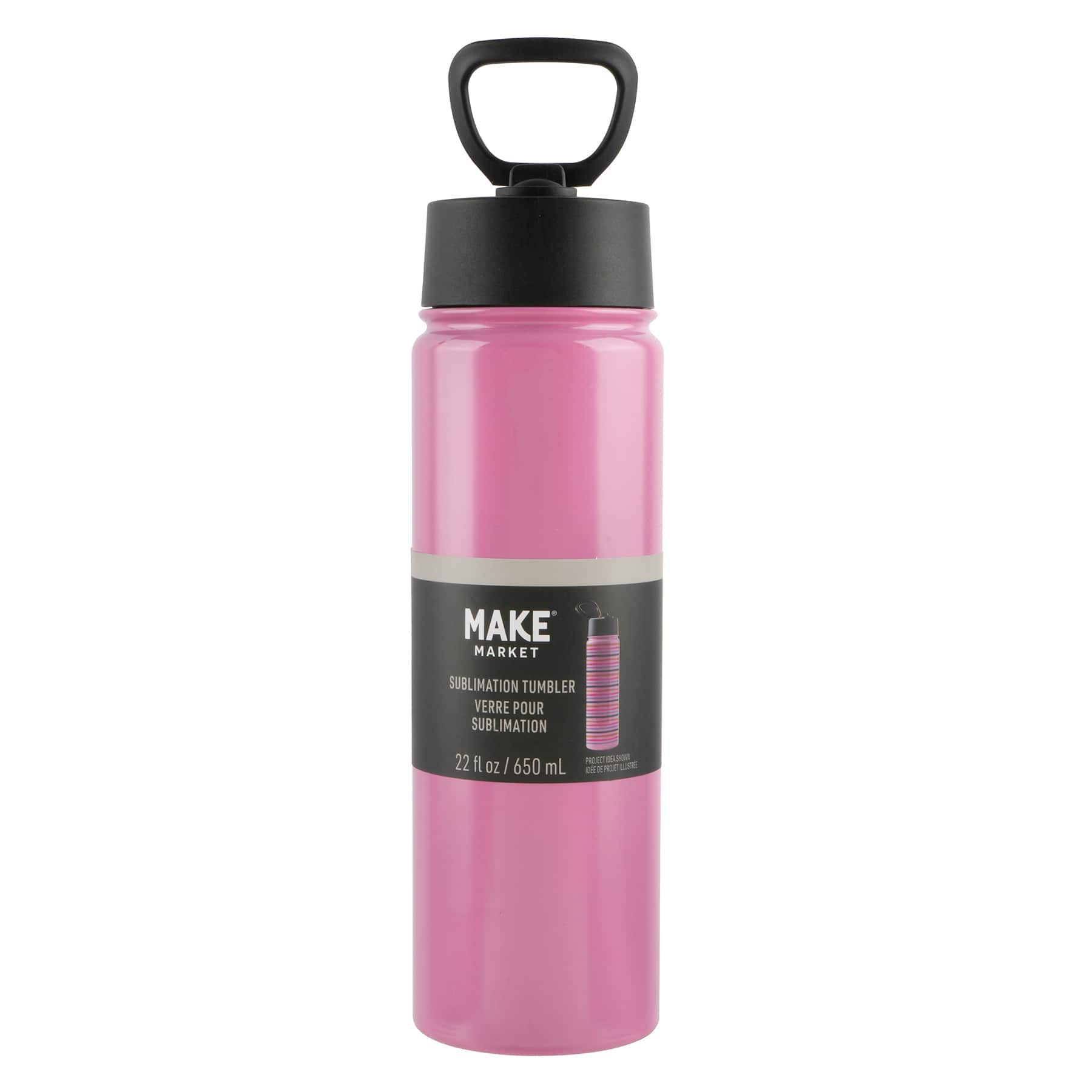 22oz. Stainless Steel Sublimation Water Bottle with Travel Lid by Make Market®