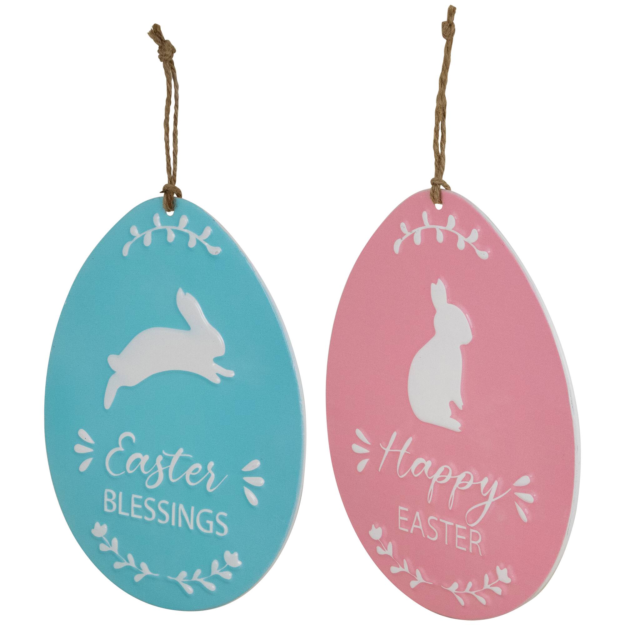 Blue & Pink Easter Egg Metal Wall Signs, 2ct.