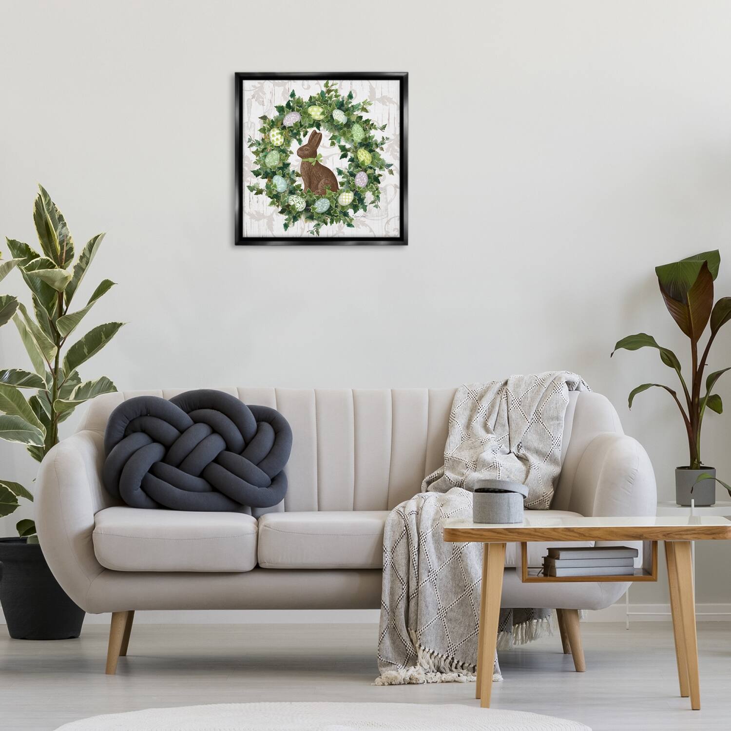 Stupell Industries Spring Easter Egg Wreath Floater Framed Art