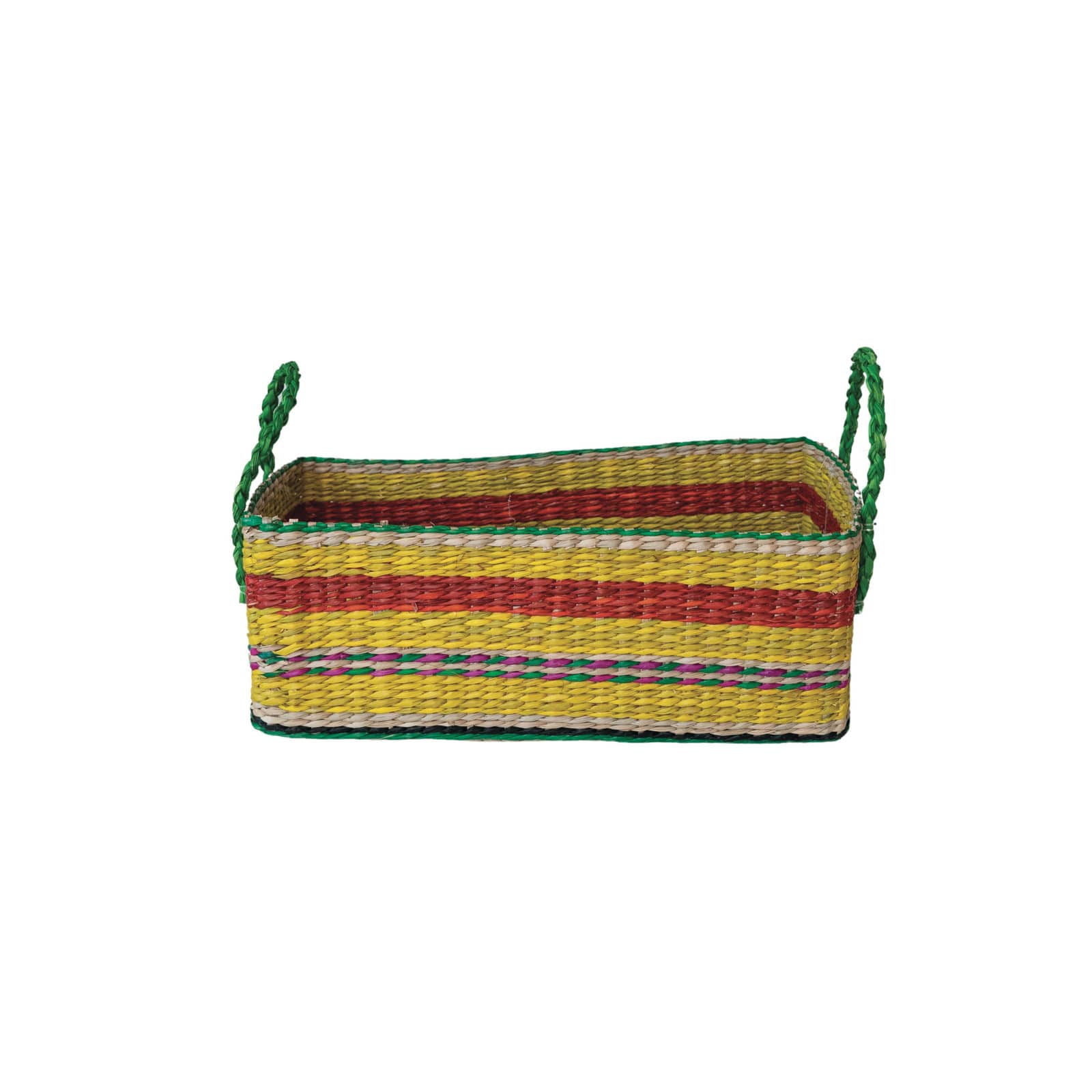 Hello Honey® 13.5" Multicolor Striped Hand-Woven Seagrass Basket