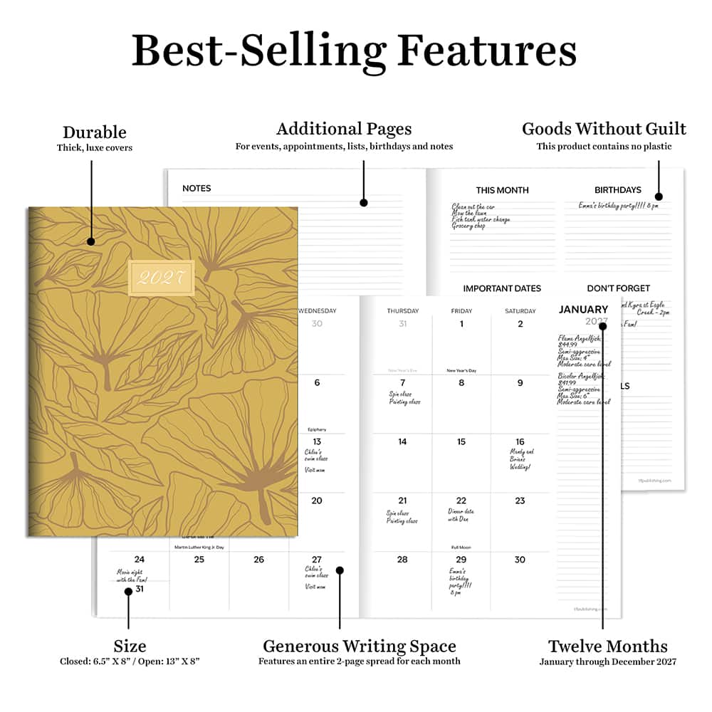 2027 Goldenrod Medium Monthly Planner