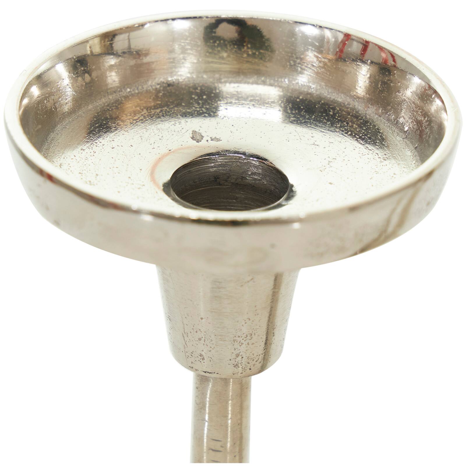 Silver Metal Slim Candle Holder with Black Marble Base Set