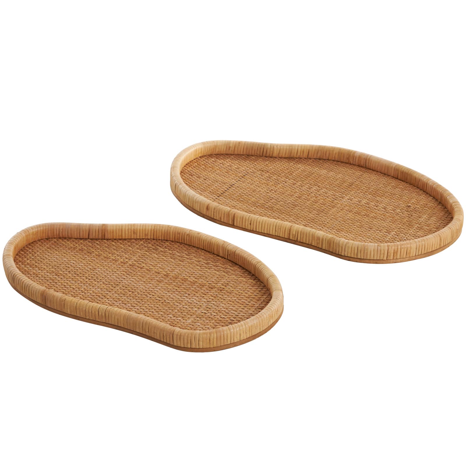 Brown Rattan Handmade Woven Living Room Décor Tray Set