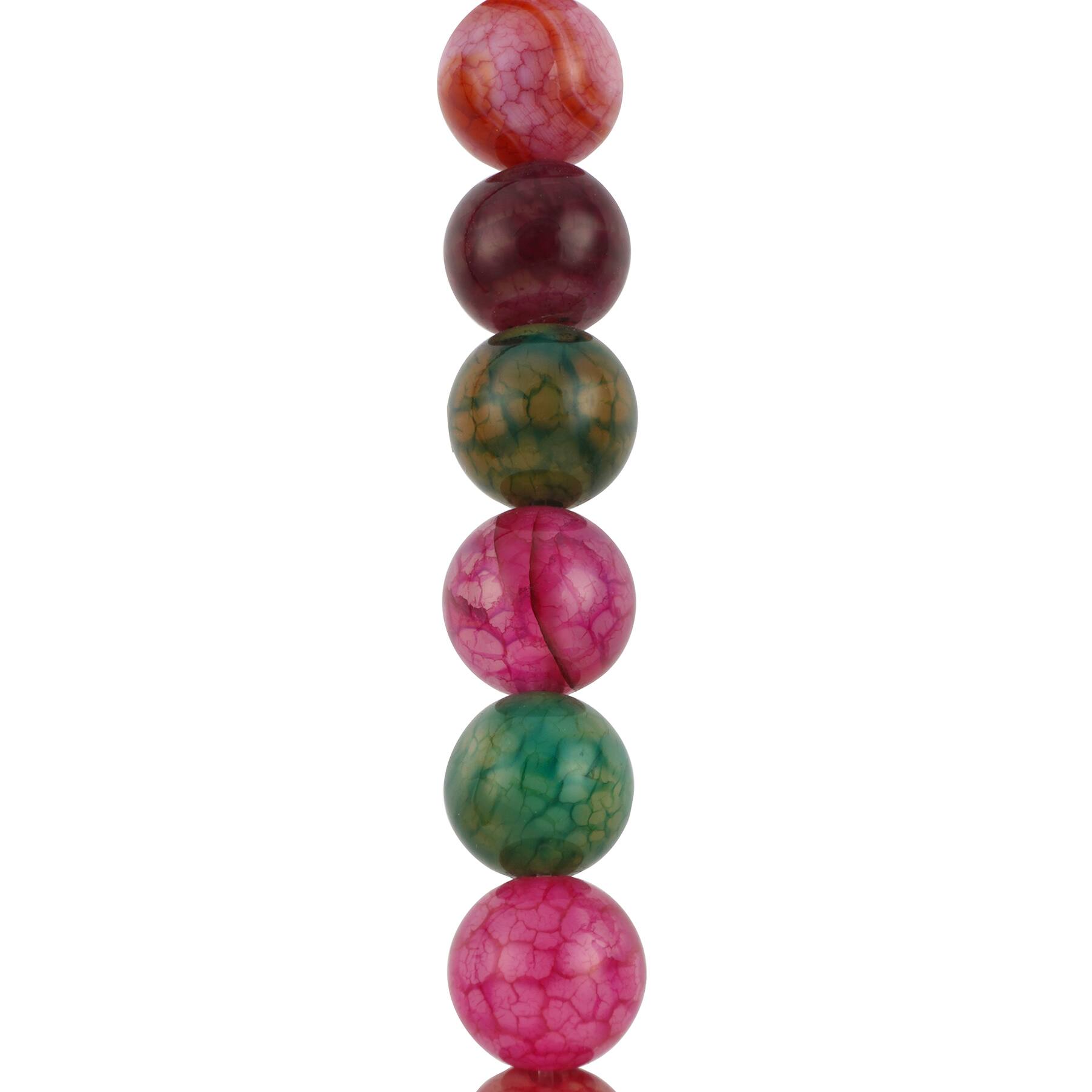 12 Pack: Multicolor Crackled Agate Round Beads by Bead Landing