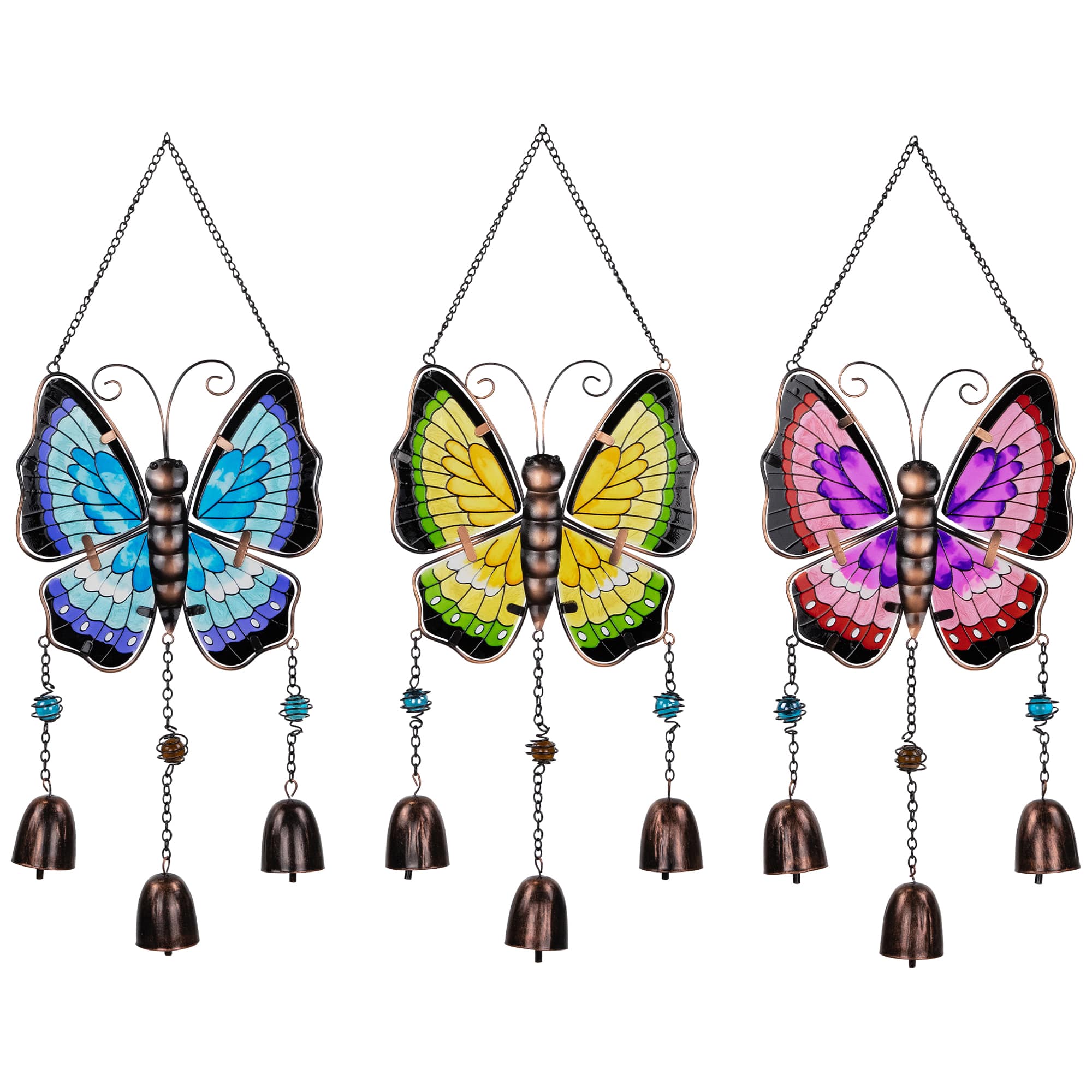 21" Metal Butterfly Outdoor Garden Suncatcher Windchimes, 3ct.