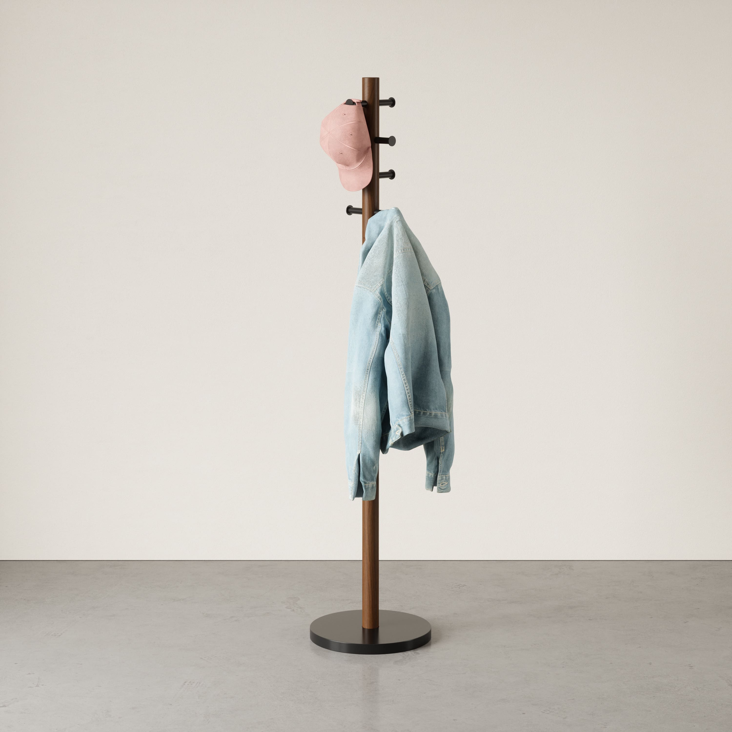 Umbra 66" Black & Walnut Pillar Coat Rack