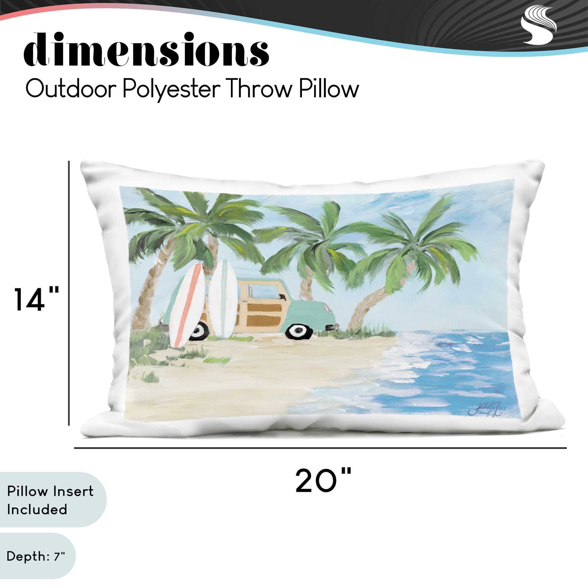 Stupell Industries 14" x 20" Tropical Vacation on Shore Outdoor Print Throw Pillow