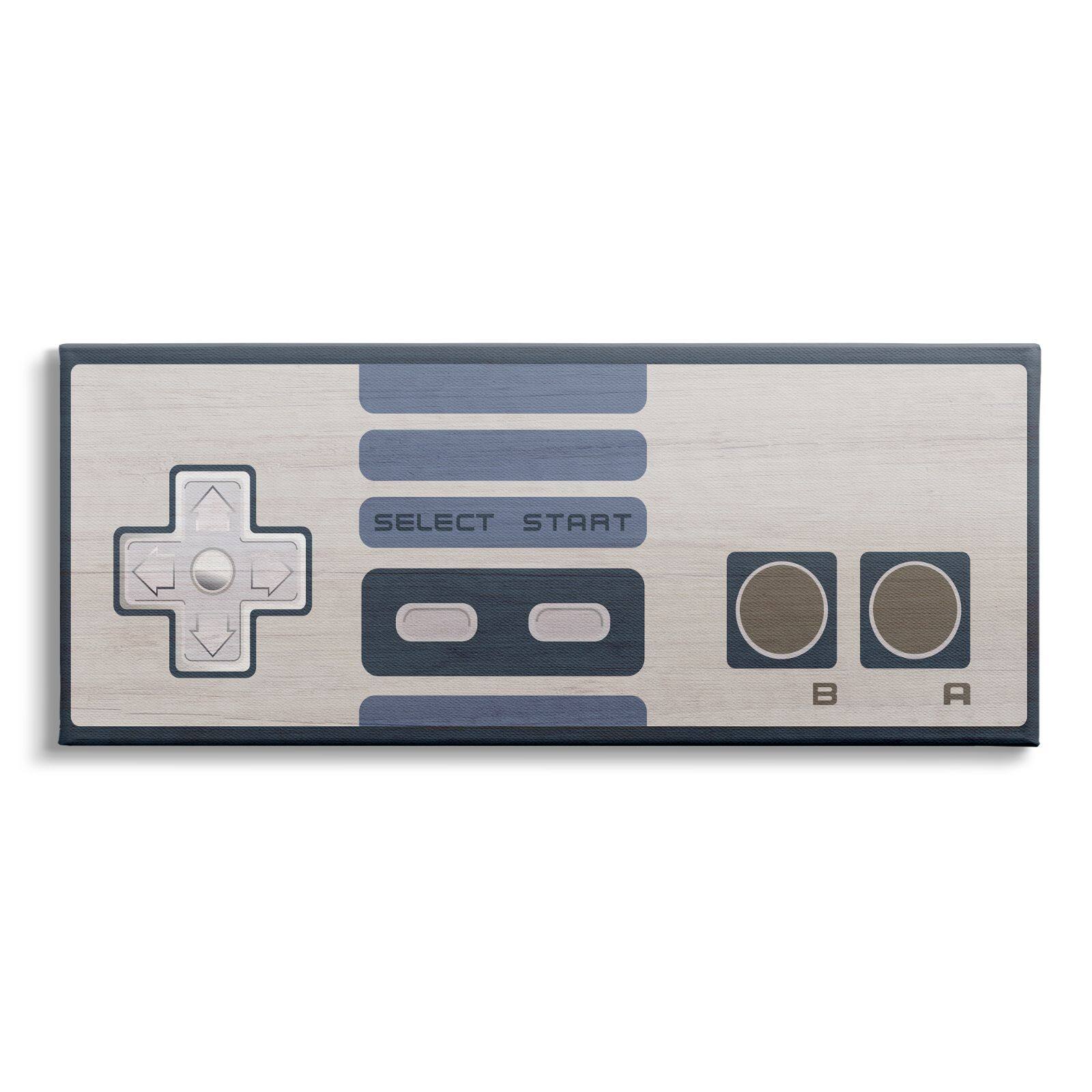 Stupell Industries Vintage Video Game Entertainment System Classic Controller Blue Canvas Wall Art