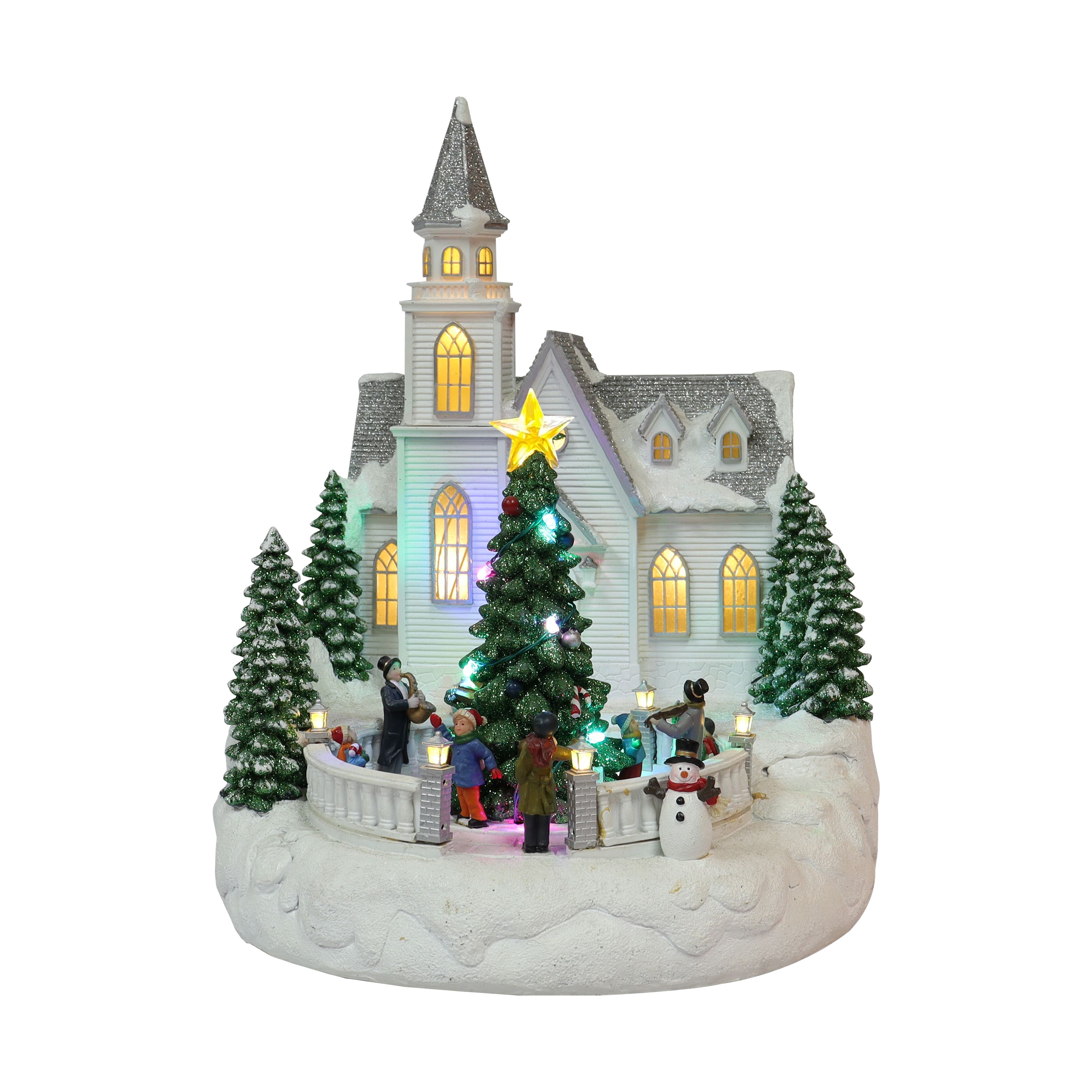 Moments in Time 14” Animated Snowy White Christmas Church