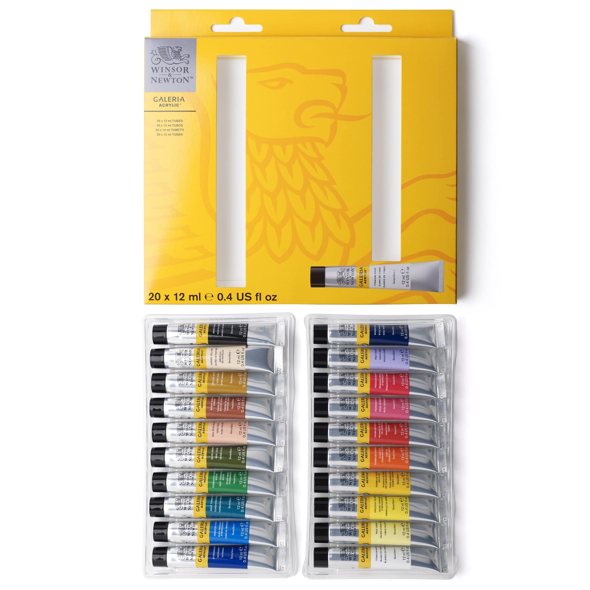 Ensemble de 20 couleurs de peinture Galeria Acrylic de Winsor & Newton