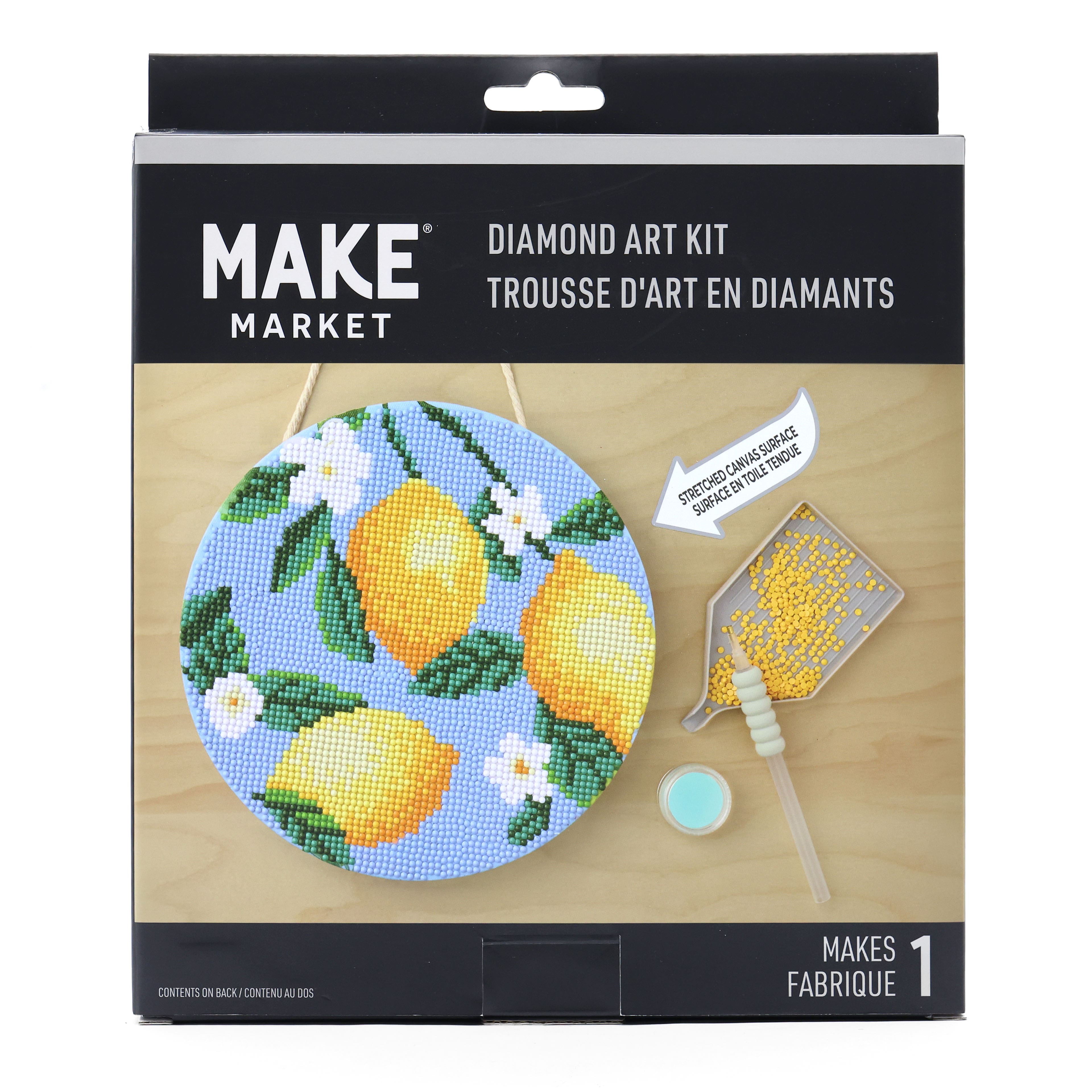 8" Yellow Lemons Round Stretched Canvas Diamond Art Kit by Make Market®