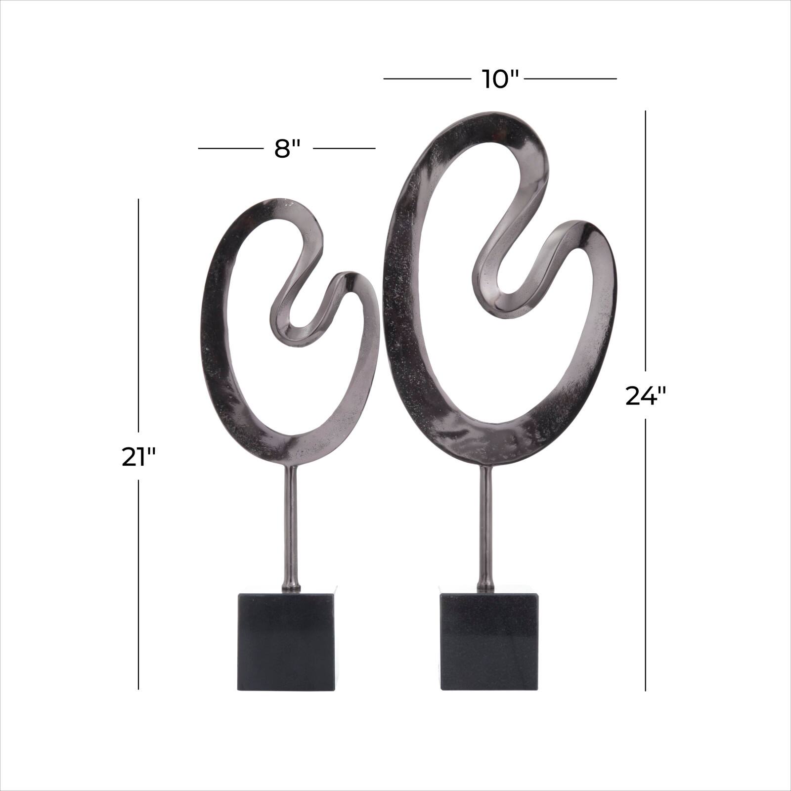 CosmoLiving by Cosmopolitan Black Marble Contemporary Sculpture, 24" x 21"