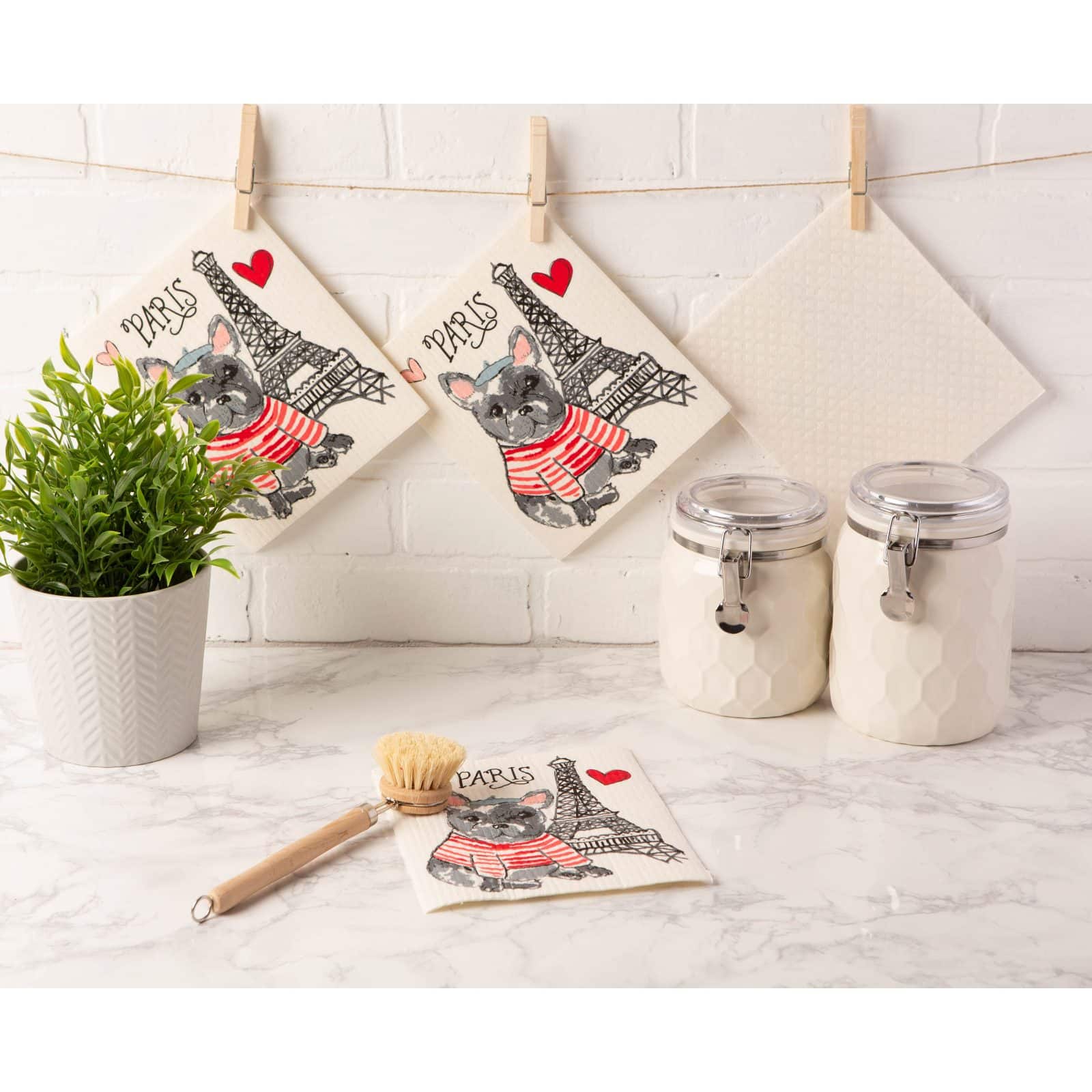 DII® Dog In Paris Swedish Dishcloth, 3ct.