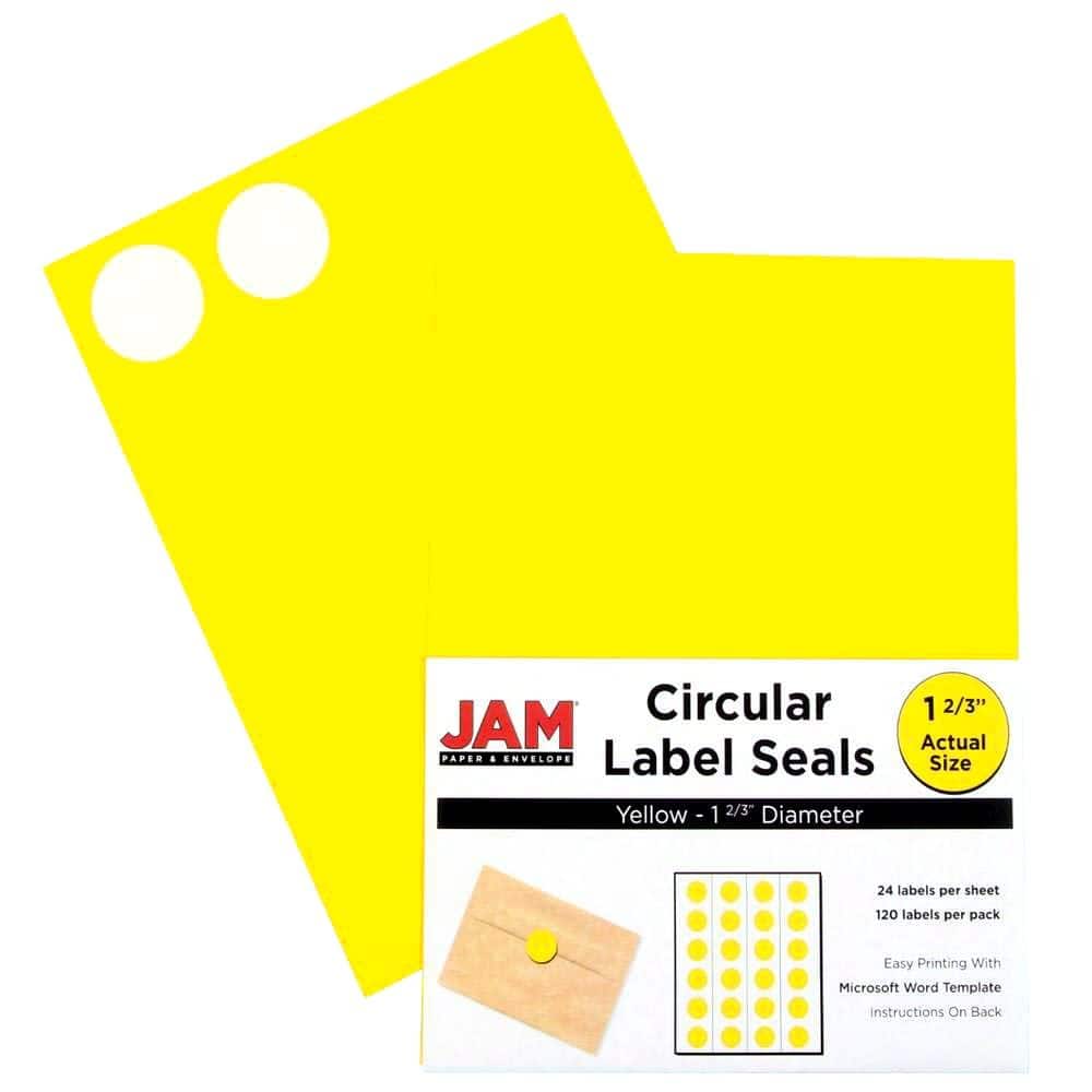 JAM Paper 1.66" Assorted Colors Circle Label Sticker Seals, 4 Packs of 120