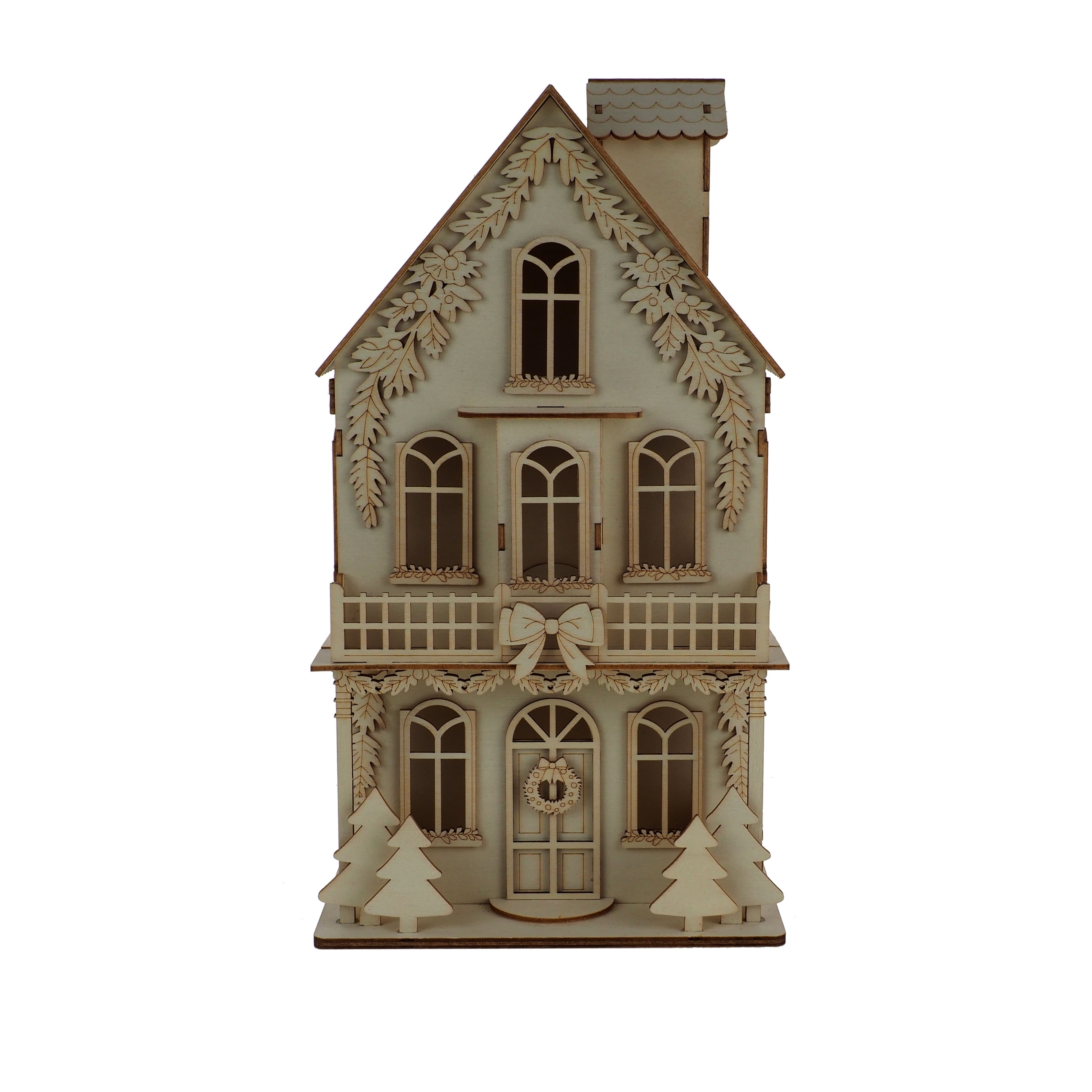 13" Holiday Cottage DIY LED Wood Décor by Make Market®