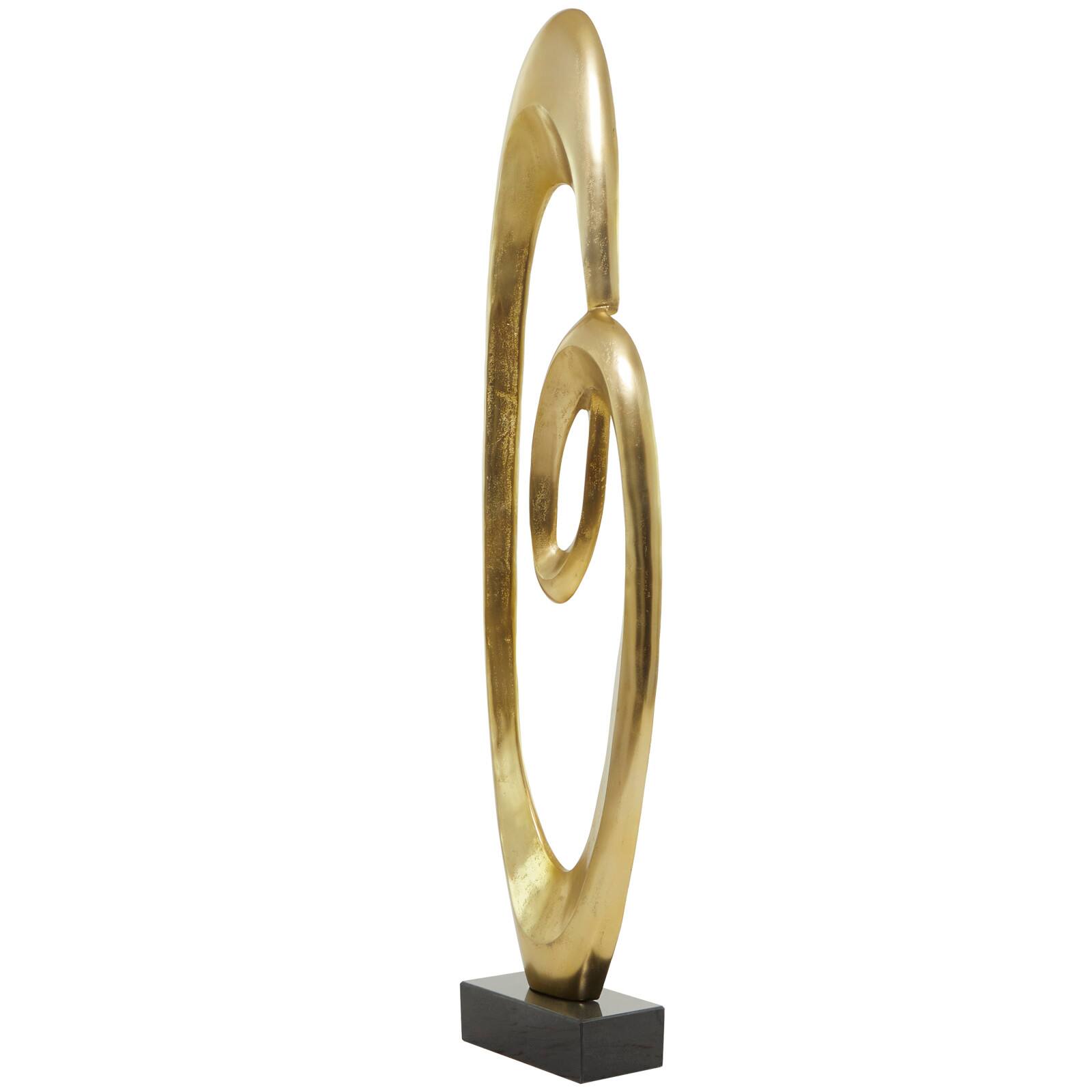52" Aluminum Swirl Abstract Sculpture with Black Base