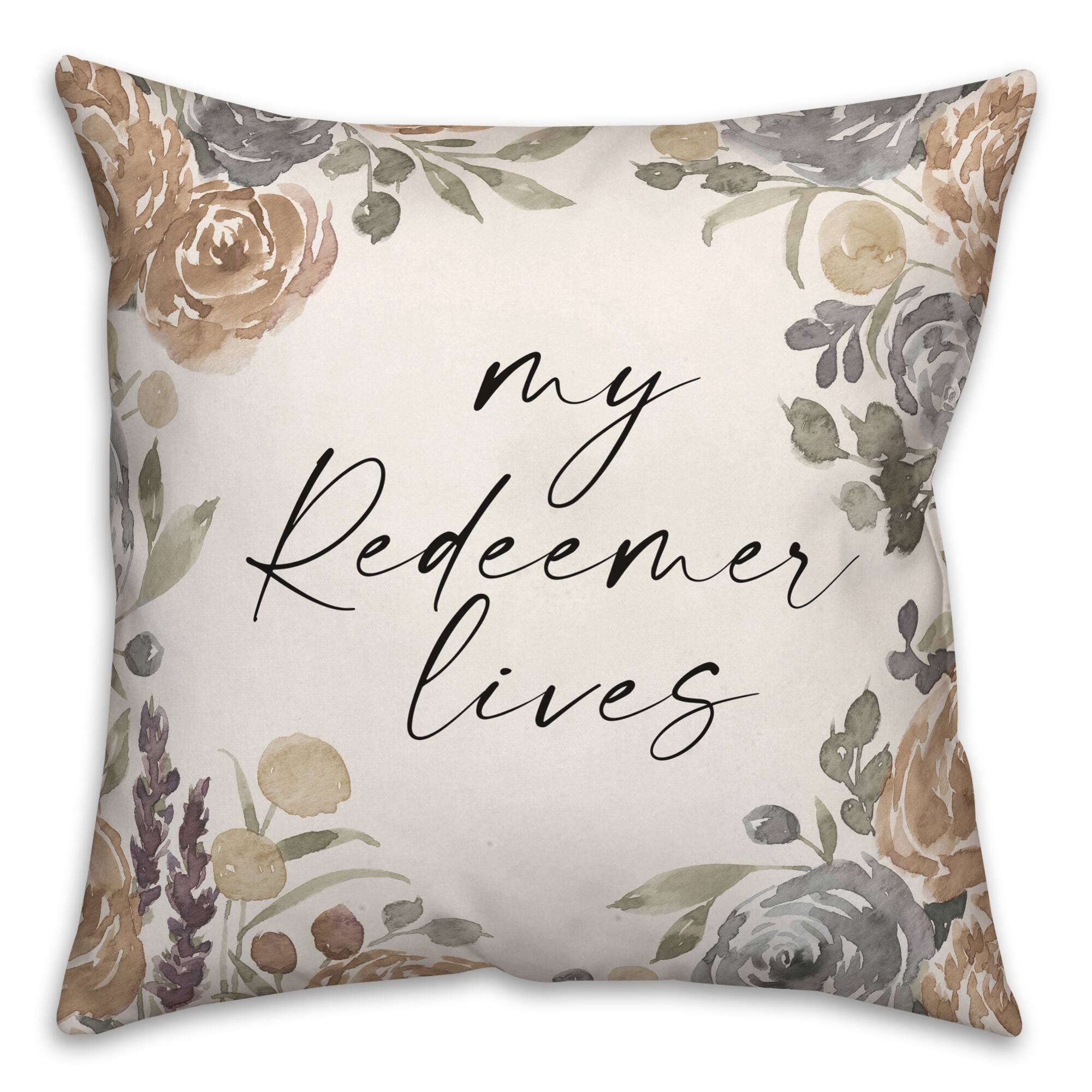 Redeemer Lives Neutral Pillow 2 18" x 18" Throw Pillow
