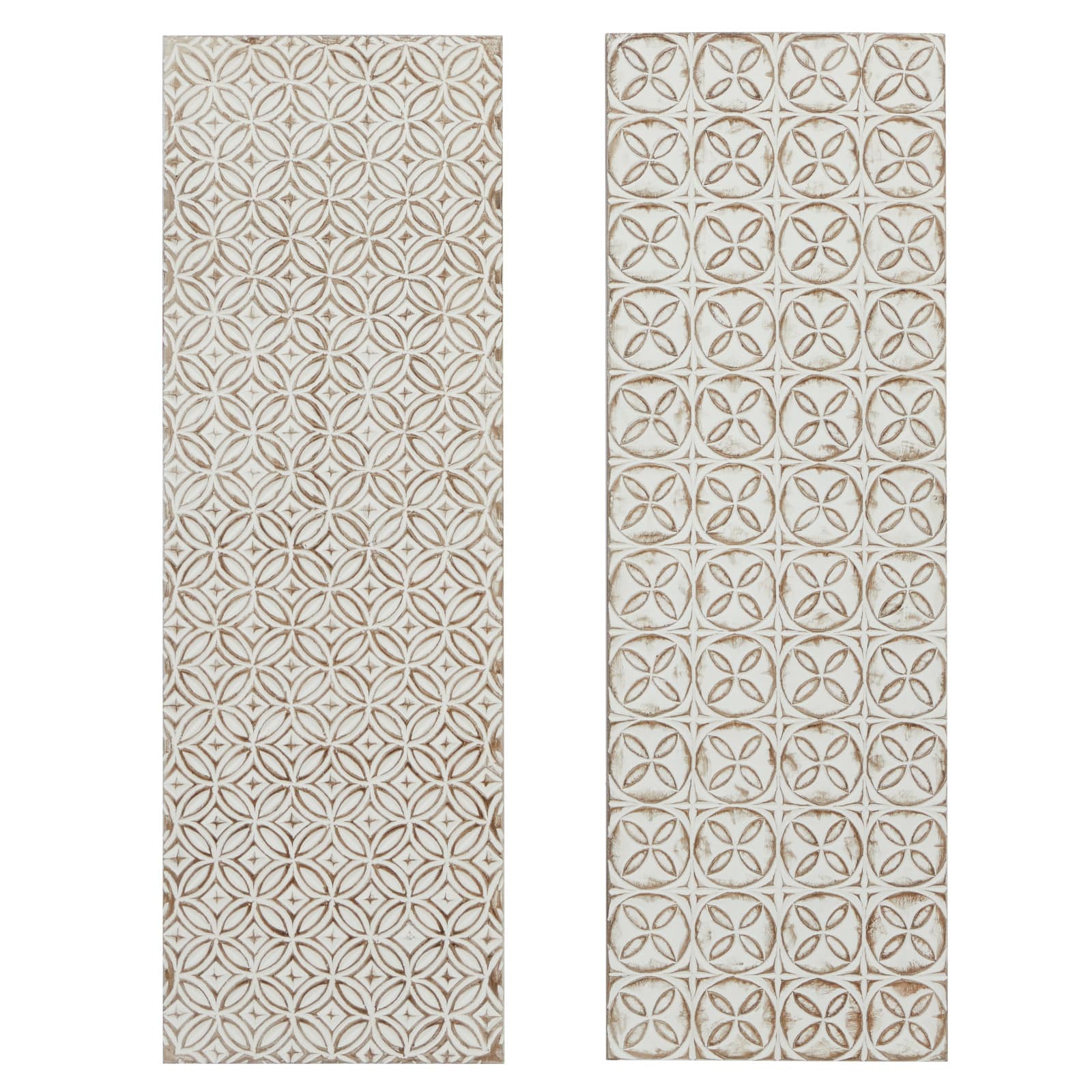 48" White Wood Traditional Abstract Wall Décor Set