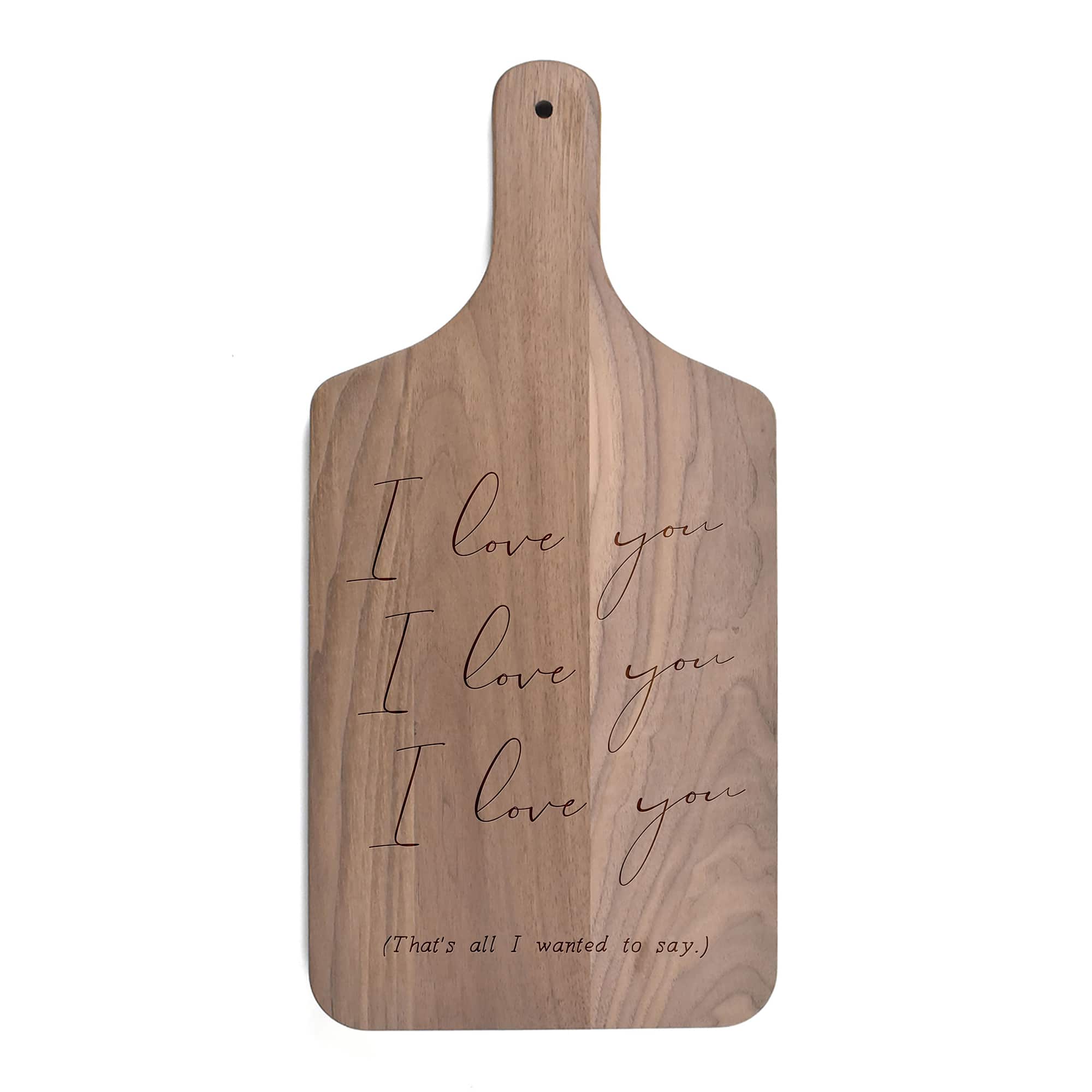 17" I Love You That's All Walnut Paddle Cutting Board