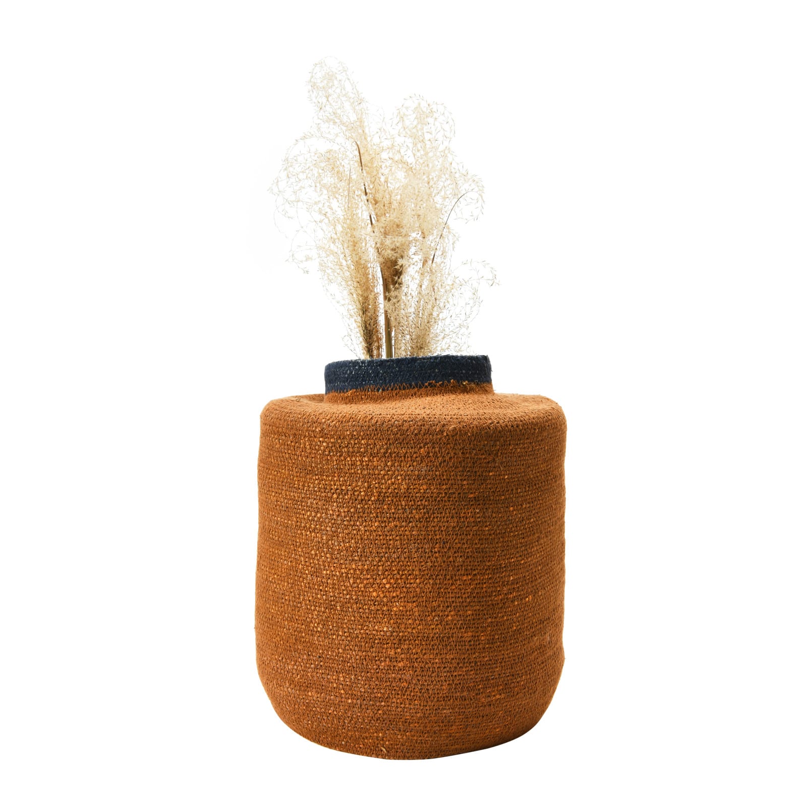 Hello Honey® 15" Orange & Navy Hand-Woven Seagrass Basket