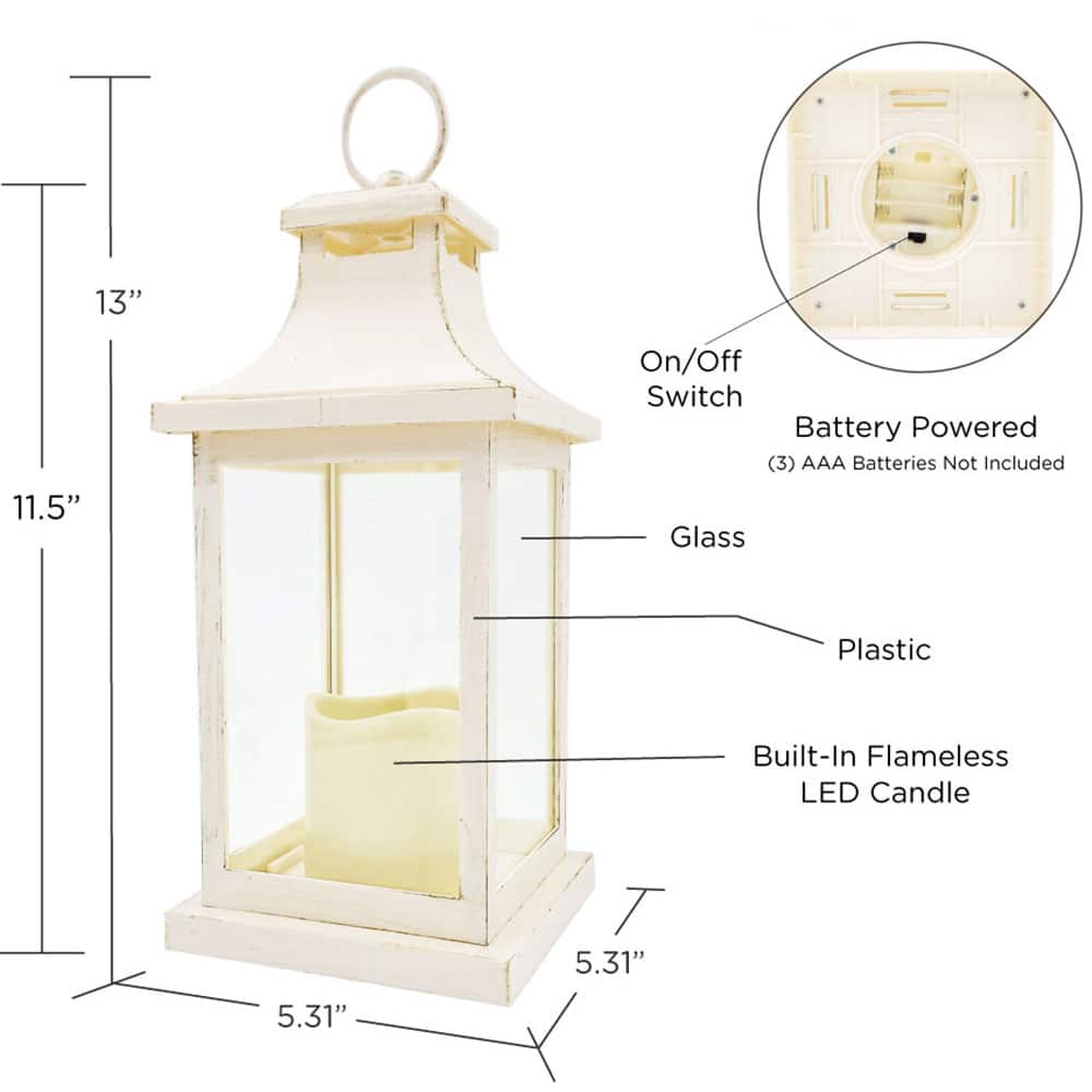 Kate Aspen® Hampton Ivory LED Vintage Decorative Lantern
