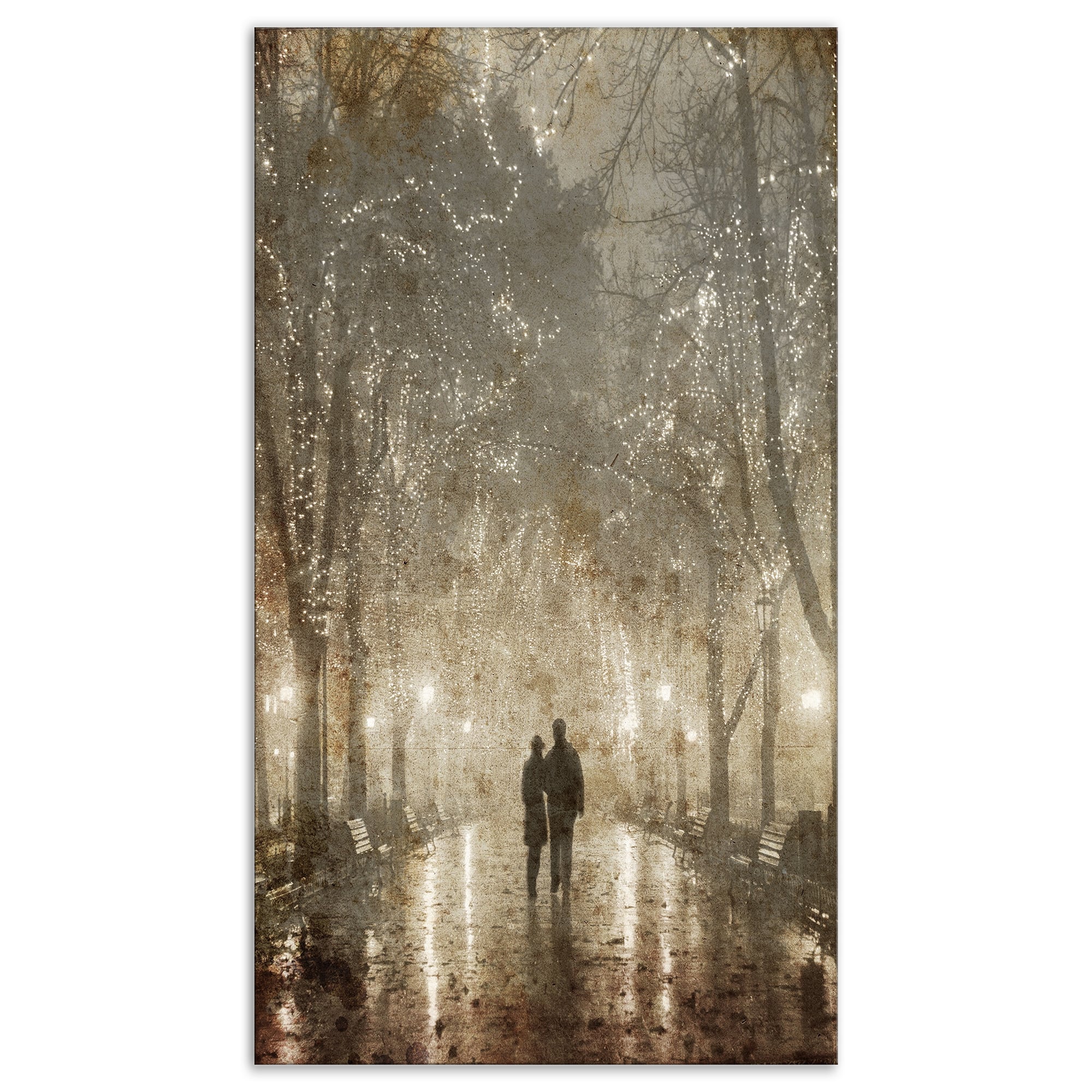 Designart - Couple Walking in Night Lights
