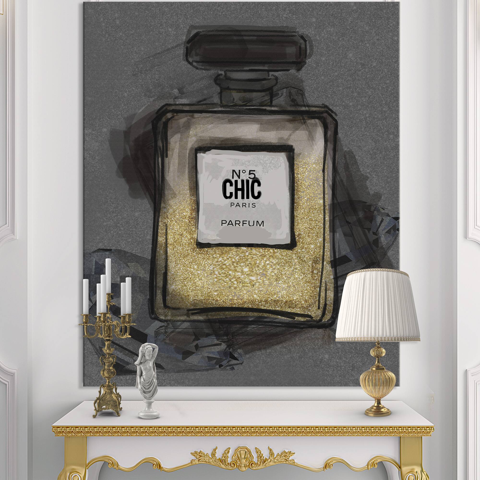 Designart - Chic Nr 5 Paris Parfum IV - Fashion Gallery-wrapped Canvas