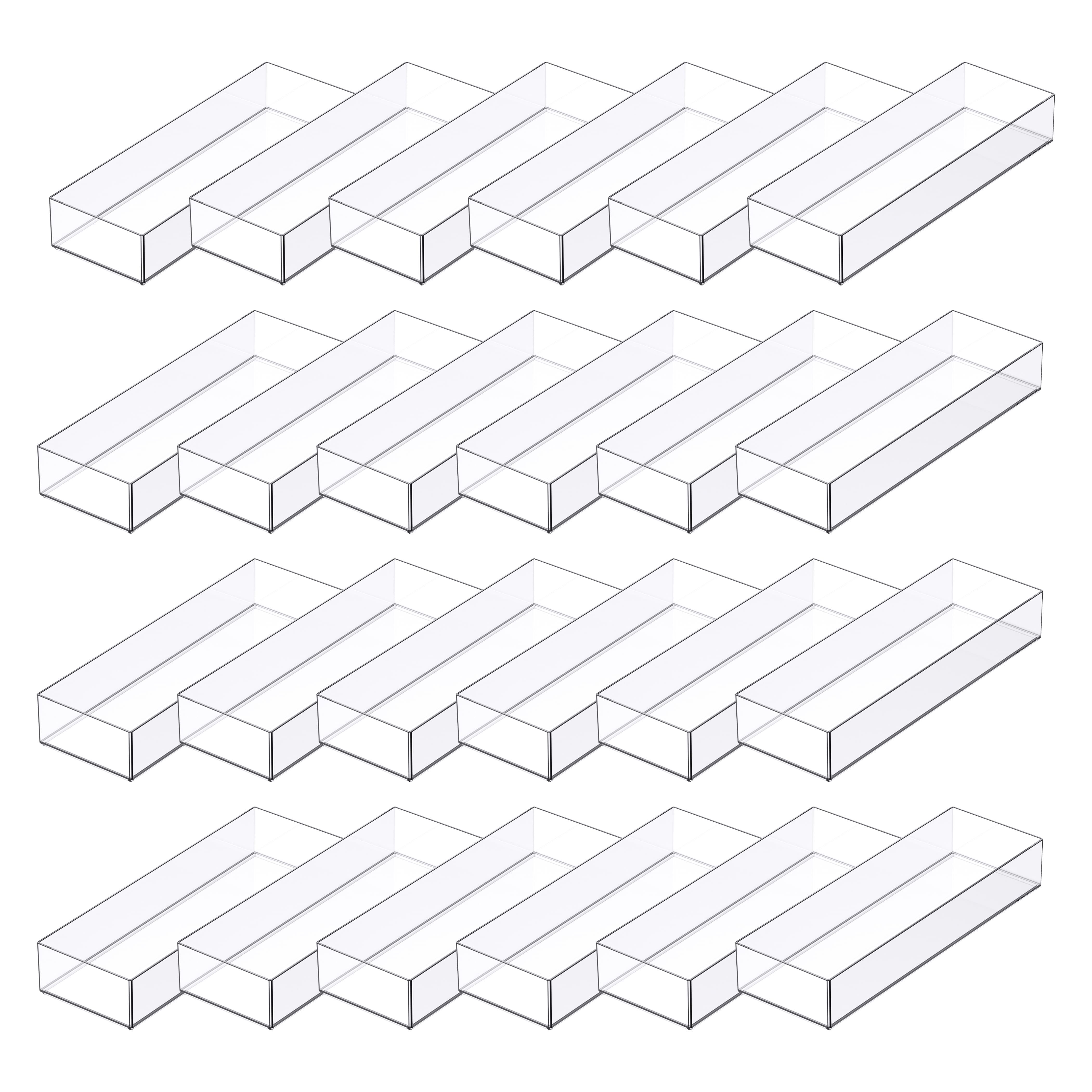 24 Pack: 12" x 4" Clear Stacking Storage Tray by Simply Tidy™