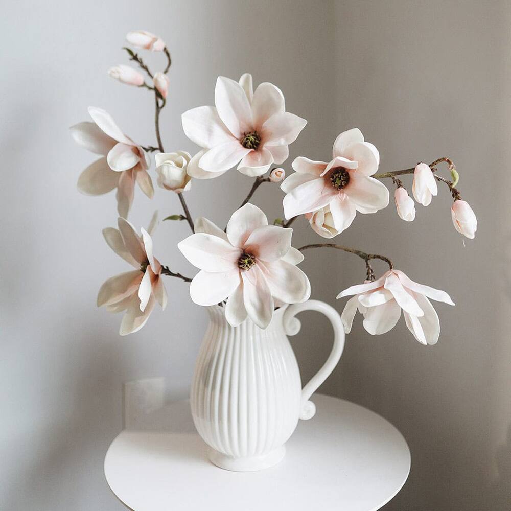Prestige Botanicals 35" Artificial Blush Magnolia Blossom Branch Stem