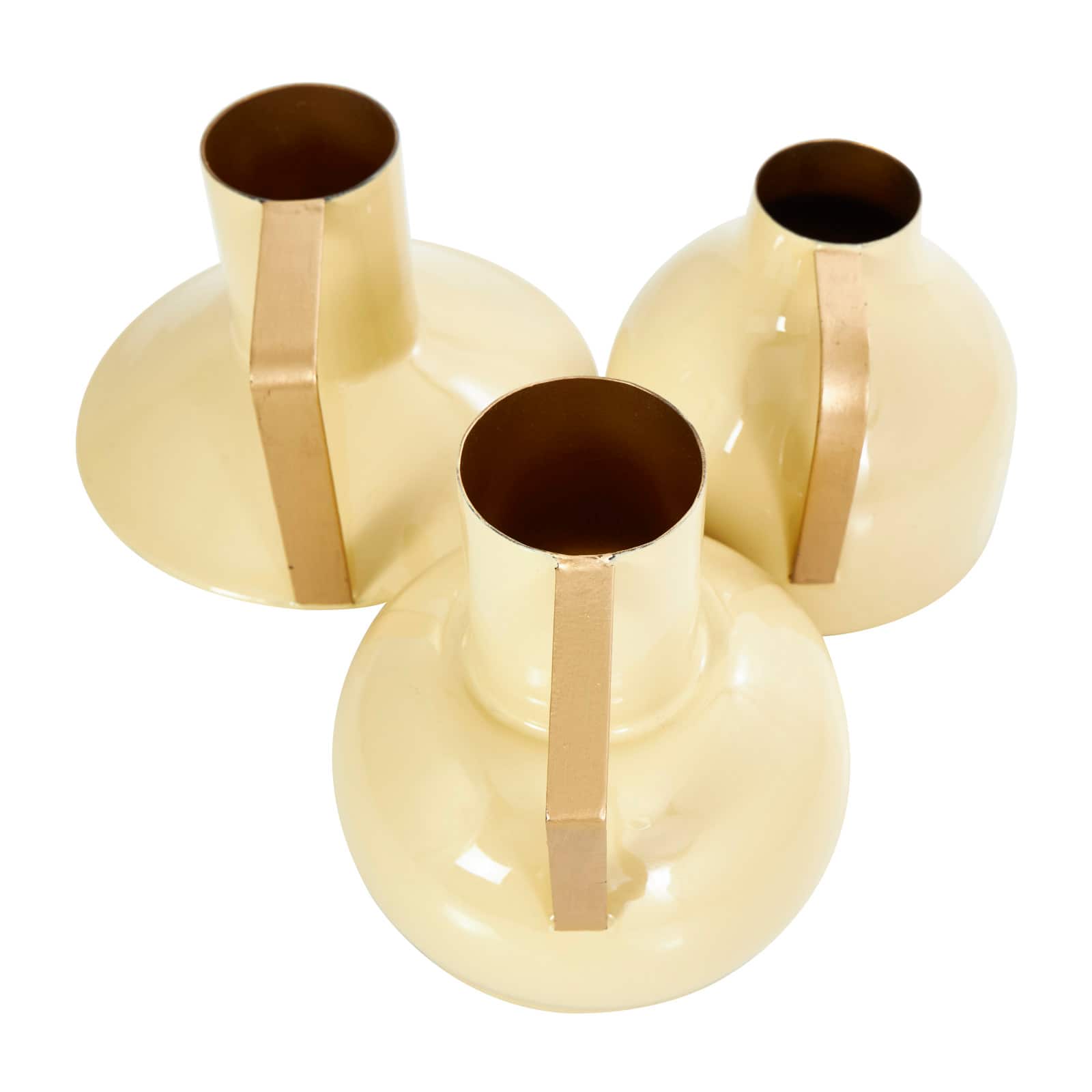 CosmoLiving by Cosmopolitan Yellow Metal Abstract Enameled Vase with Gold Handle Set