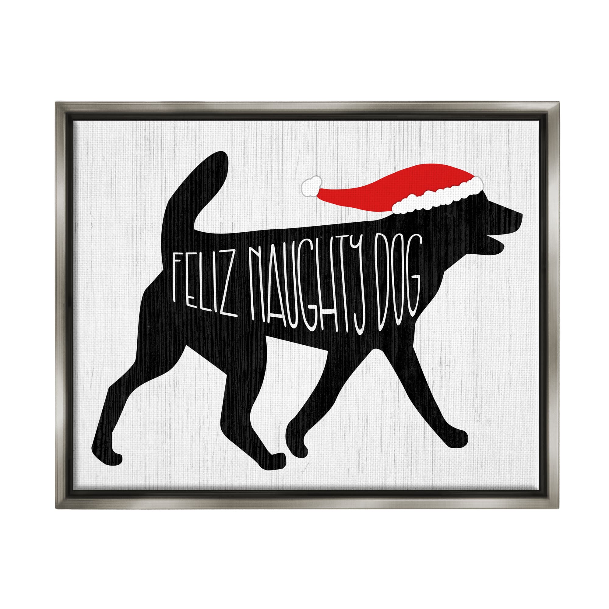Stupell Industries Feliz Naughty Dog Funny Pet Framed Floater Canvas Wall Art