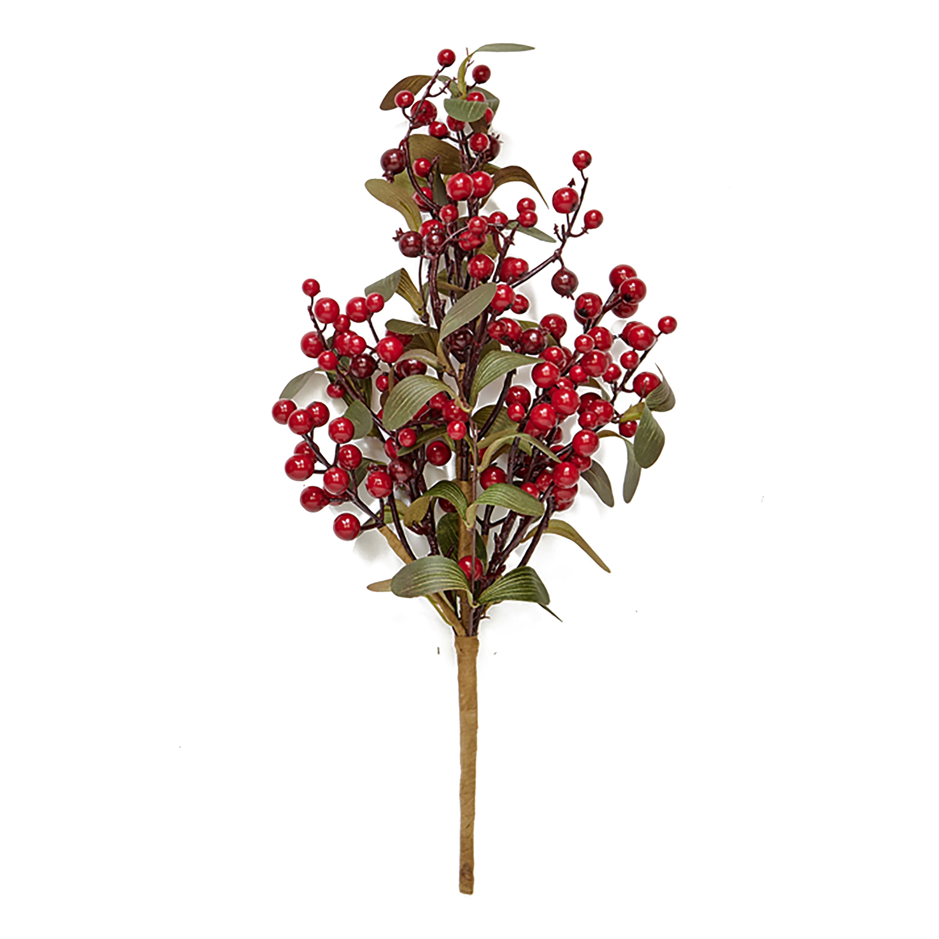 20" Small Artificial Christmas Holly Berry & Green Leaves Bush, 3ct.