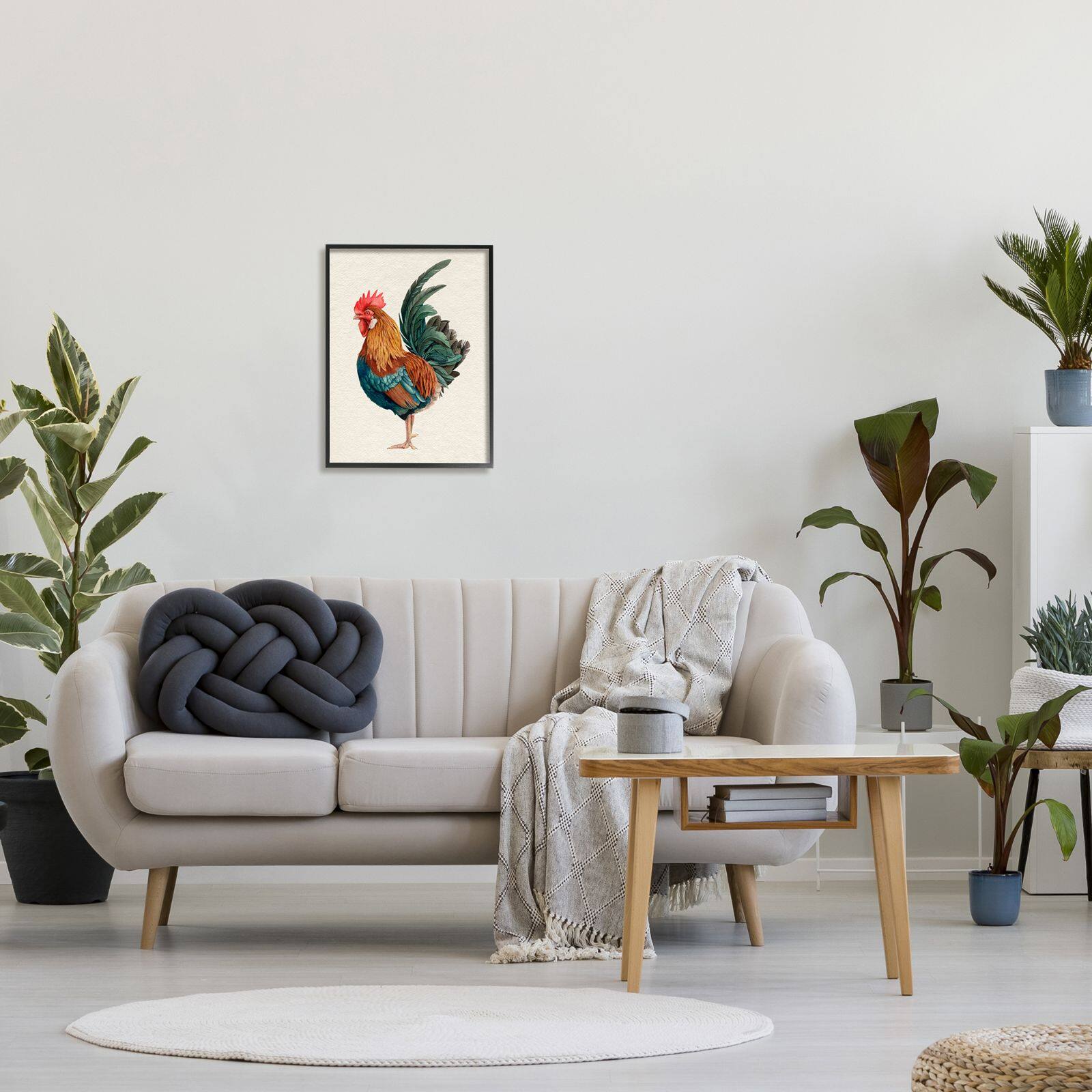 Stupell Industries Traditional Morning Rooster Illustration Elegant Bird Feathers Framed Wall Art