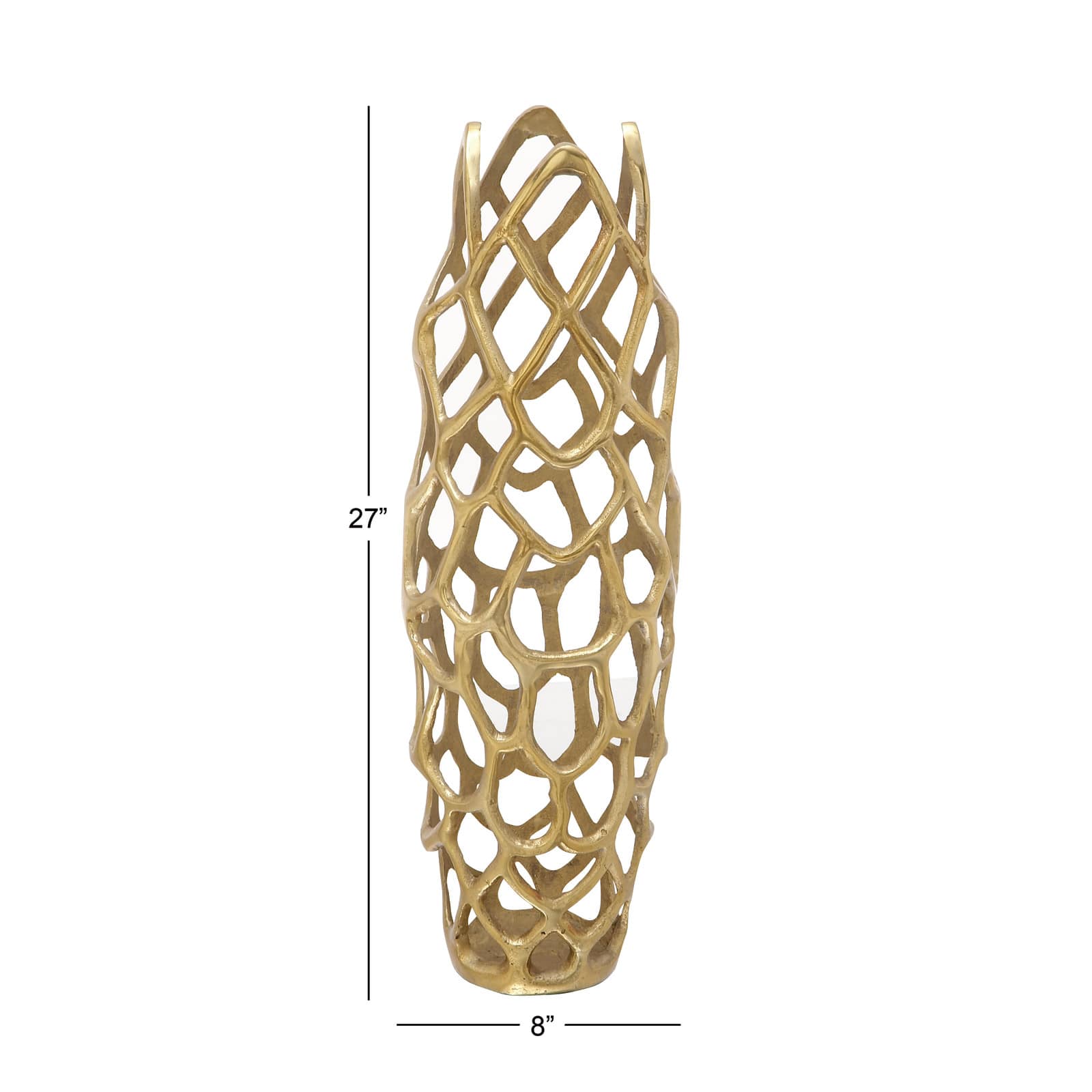 27" Gold Aluminum Contemporary Vase