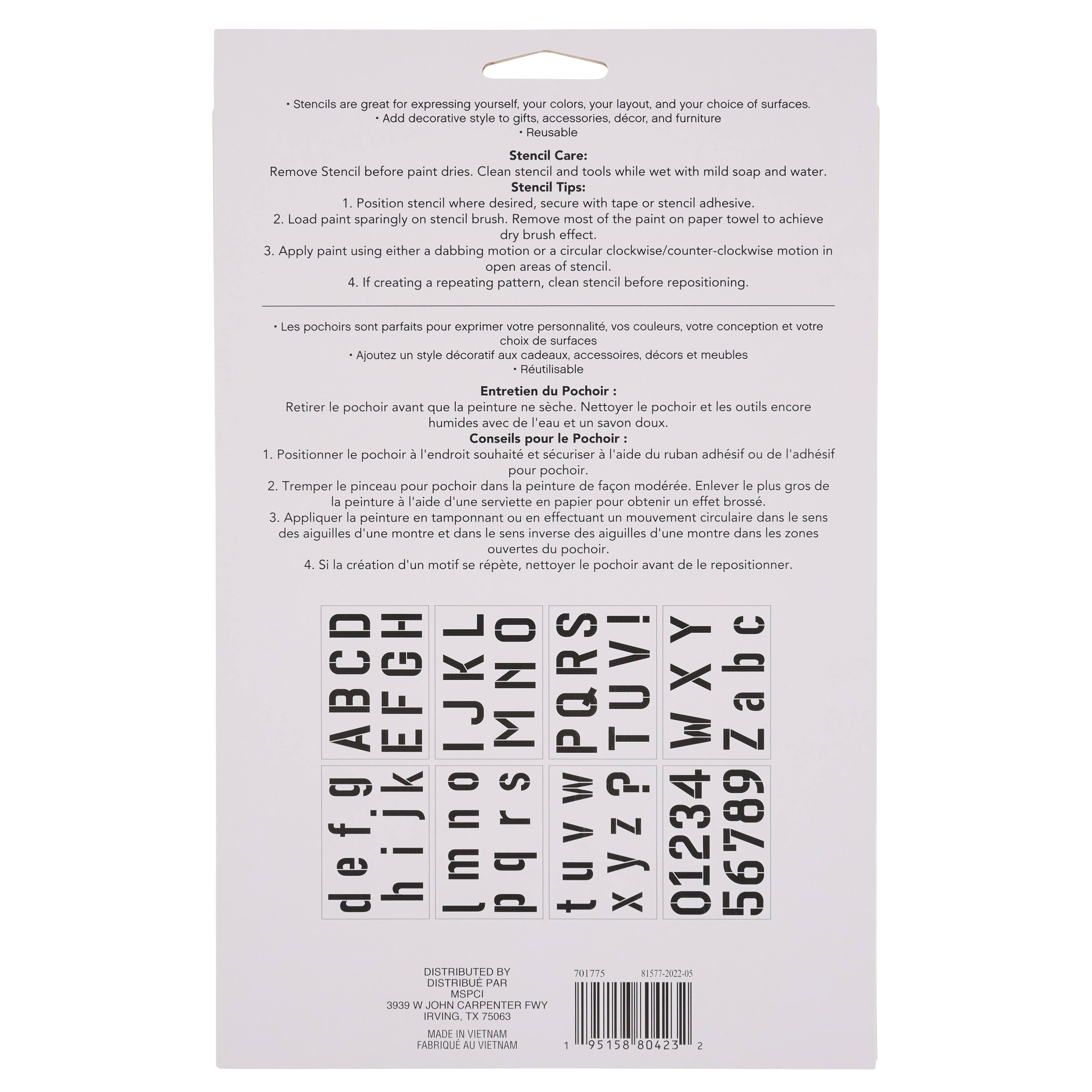 Pochoirs de lettres grasses sans empattements de 17,7 cm x 25,4 cm de Craft Smart