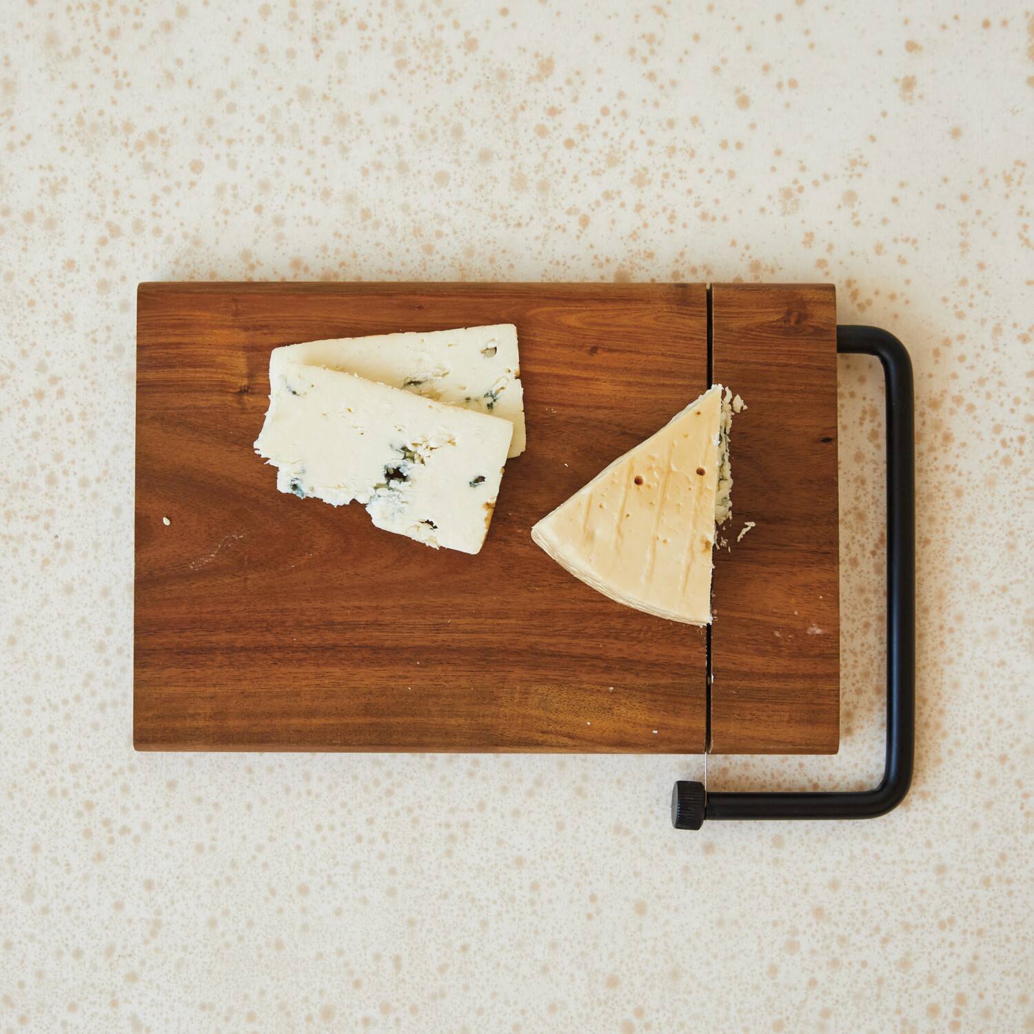 Hello Honey® Natural & Black Acacia Wood & Stainless Steel Cheese Slicer