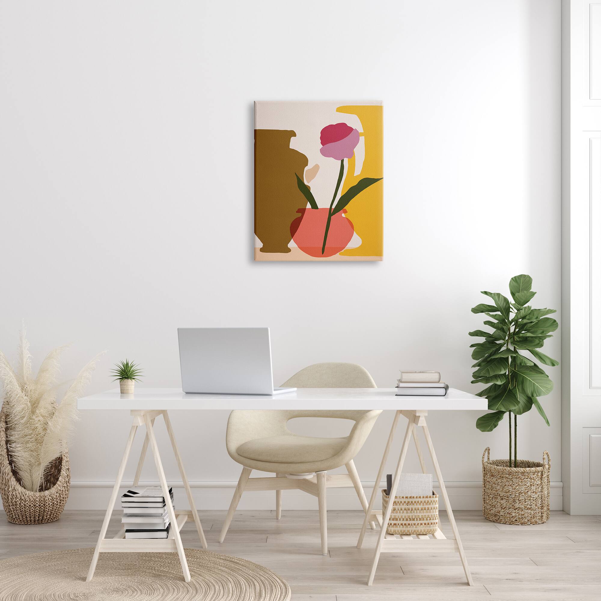 Stupell Industries Abstract Pink Floral Bloom Antique Pottery Shapes Wall Art