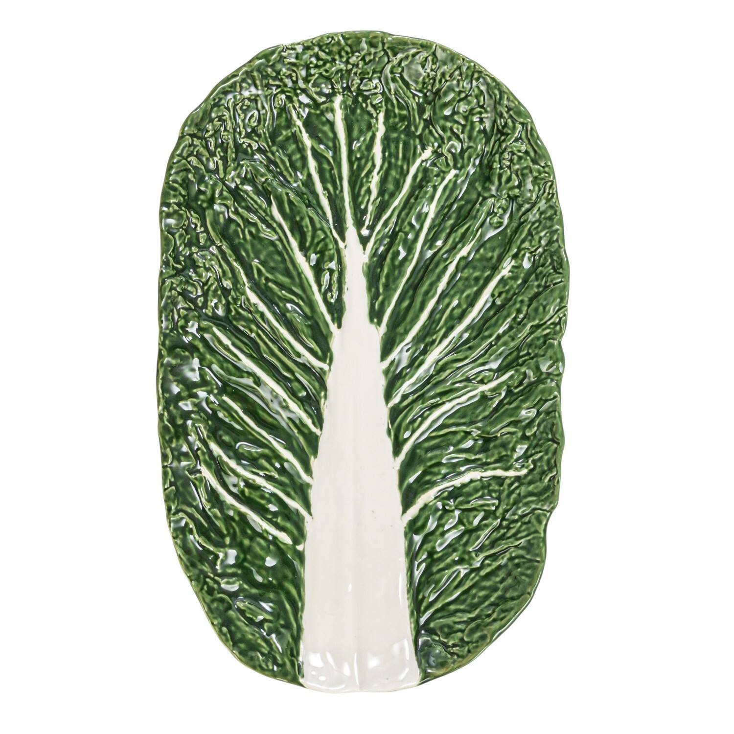 Hello Honey® 13.5" Green Cabbage Ceramic Serving Plates, 6ct.