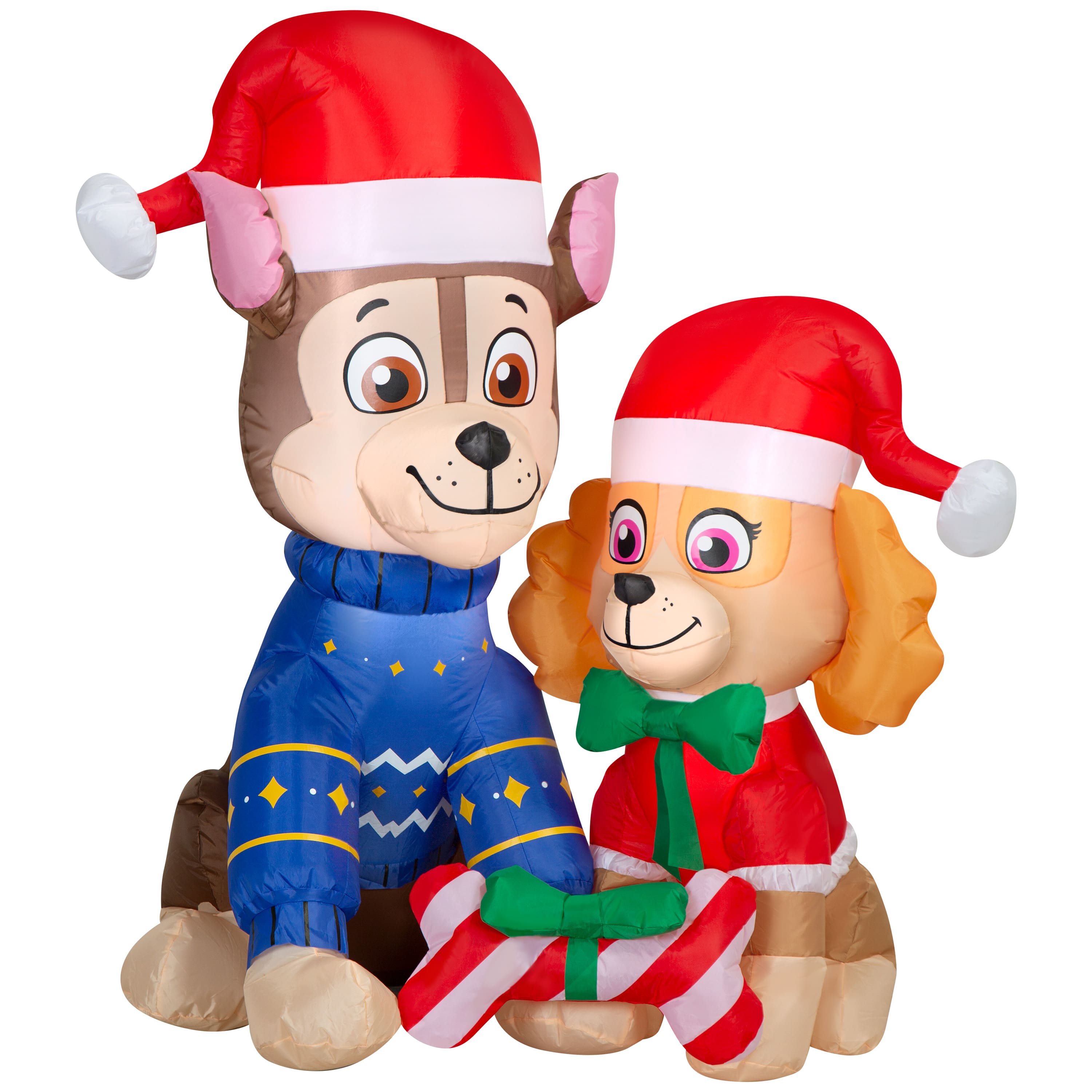 4ft. Airblown® Inflatable Paramount PAW Patrol™ Chase & Skye with Present Bone Christmas Light Scene